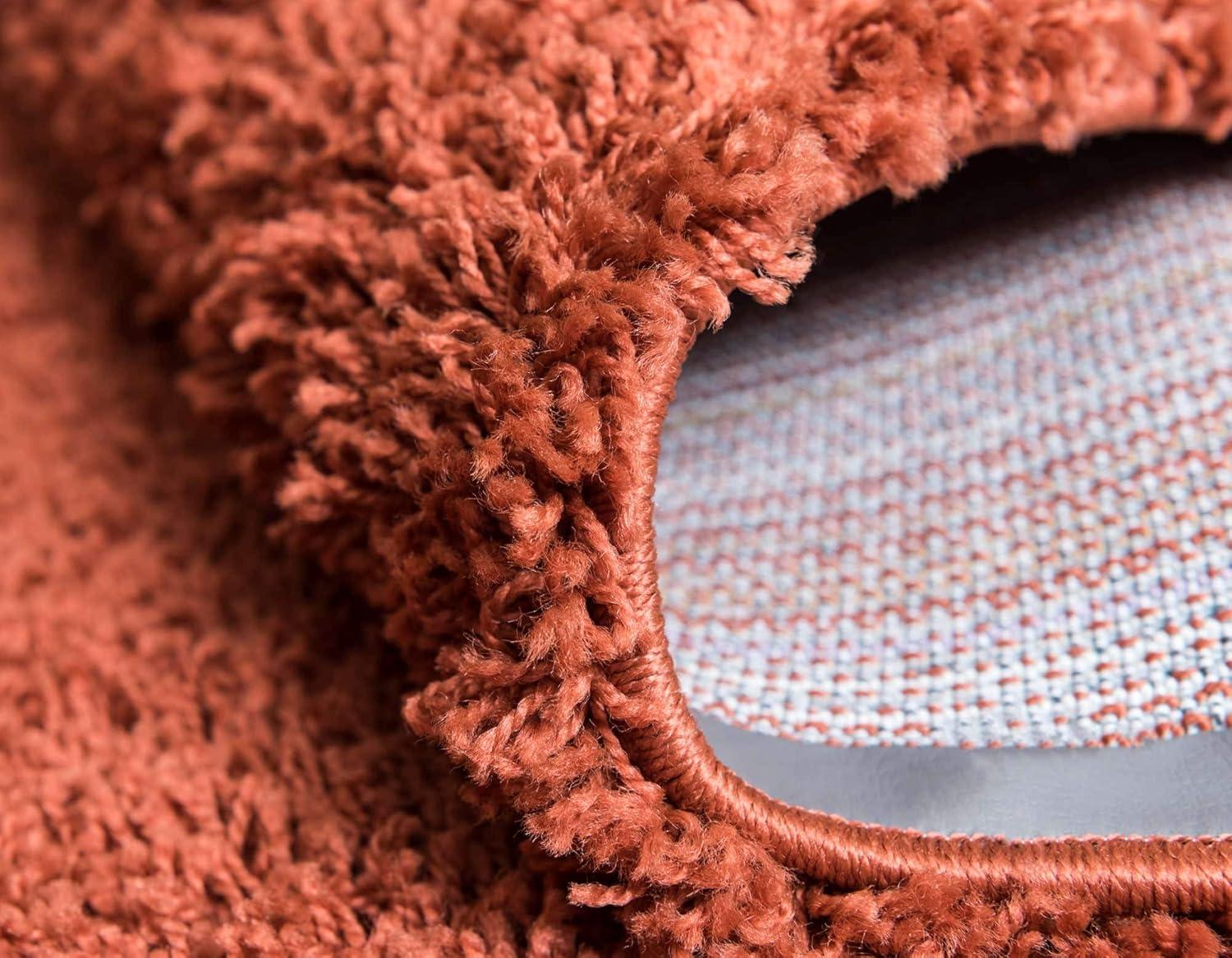Unique Loom 8' 0 x 11' 0 Rectangle Solid Shag Terracotta Area Rug