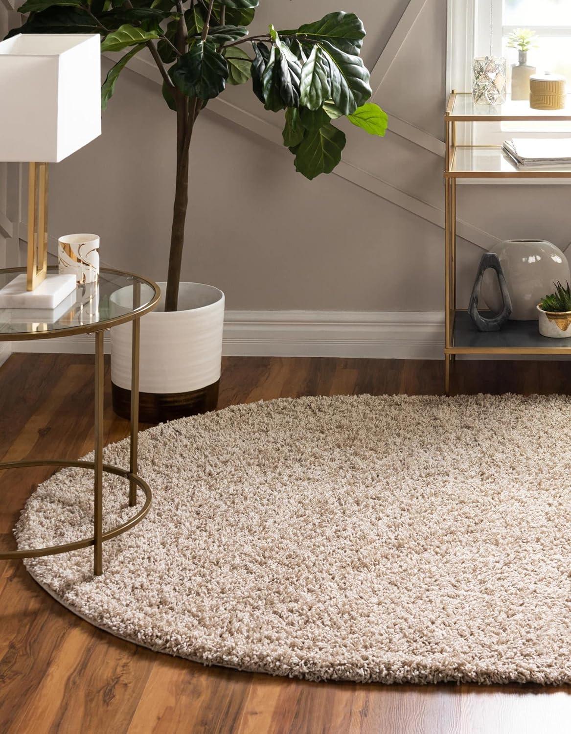 Unique Loom 8' 0 x 10' 0 Oval Solid Shag Taupe Area Rug