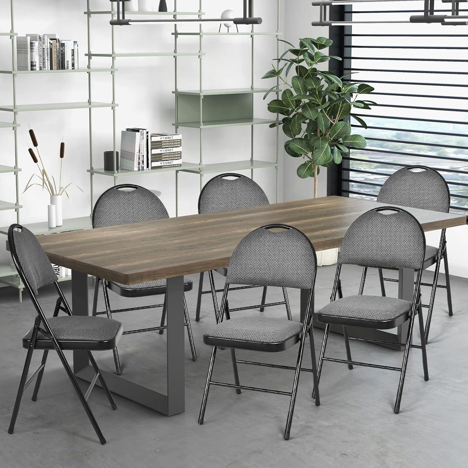 4-Pack Folding Chairs, Fabric Dining Chair Set with Metal Frame, Padded Seat and Back, Non-Slip Foot Pads, Foldable Event Chairs, Party Chair Set for Home Office, Guest Room, Conference Room