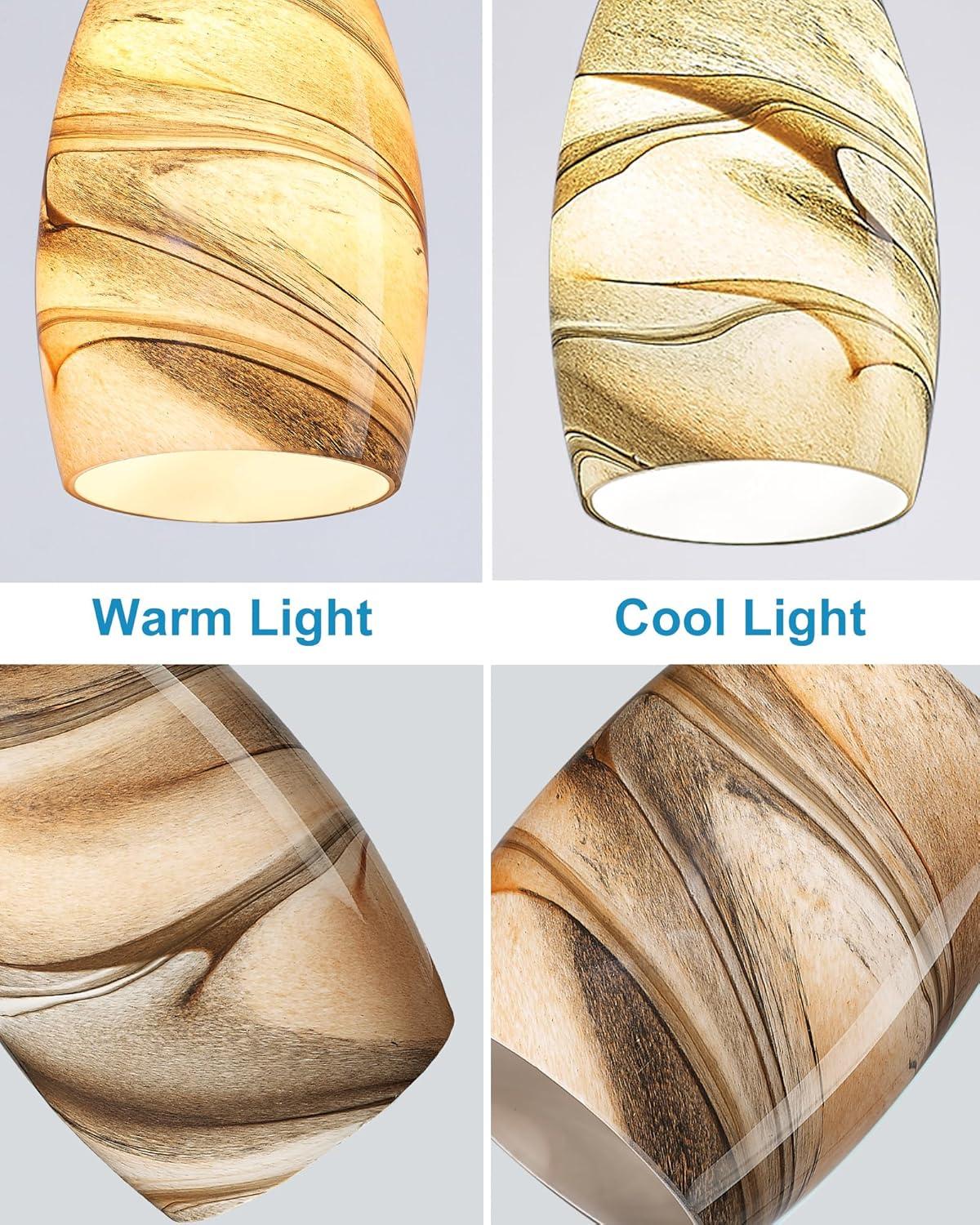 Oval Glass Lamp Shade Only Art Glass Lamp Covers Light Fixture Replacement for Kitchen Island Mini pendant Ceiling Lights Chandelier Hand Blown Glass Shade Replacement (Brown and Blue）