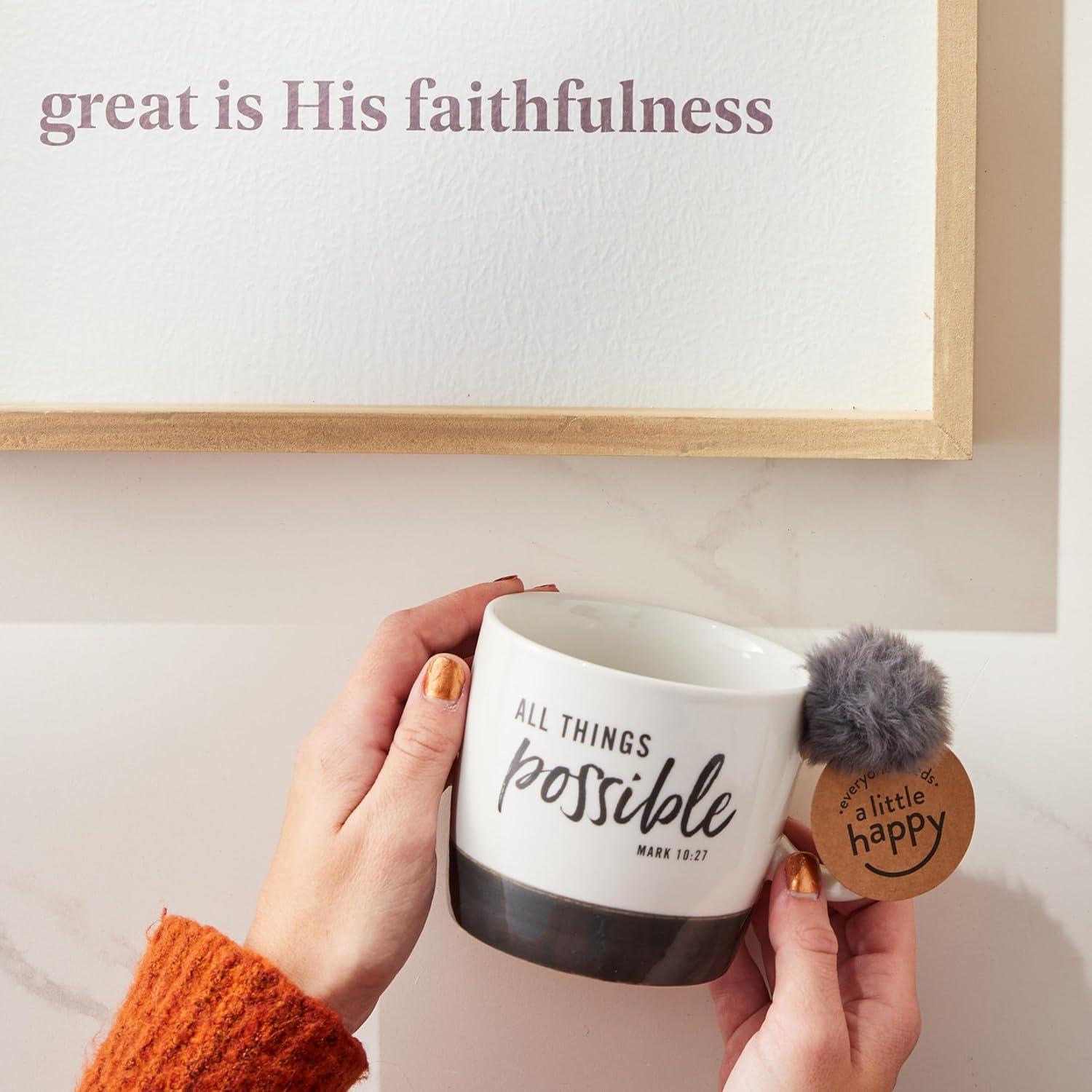 Inspirational White and Black Ceramic Mug, 16 oz