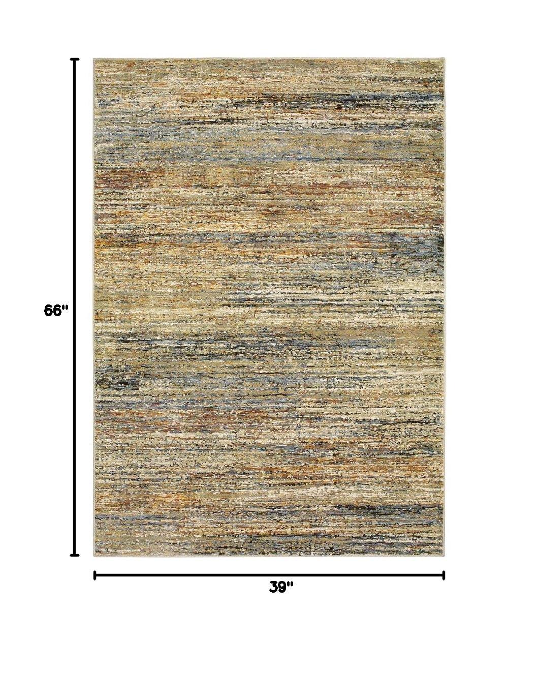 Oriental Weavers Atlas 8037J Gold/ Green Indoor Area Rug - 3'3" x 5'2"