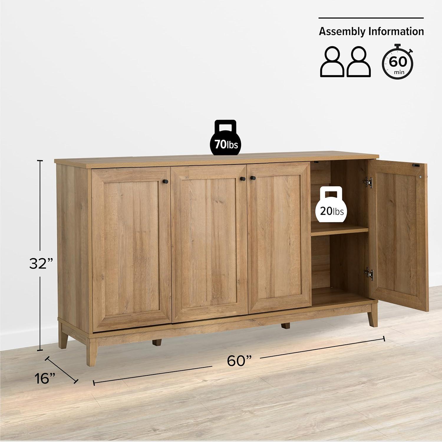 Millwood Pines Gonroff 4 Panel Door Console Table Storage Cabinet with Doors and Shelves, Sideboard Storage Cabinet