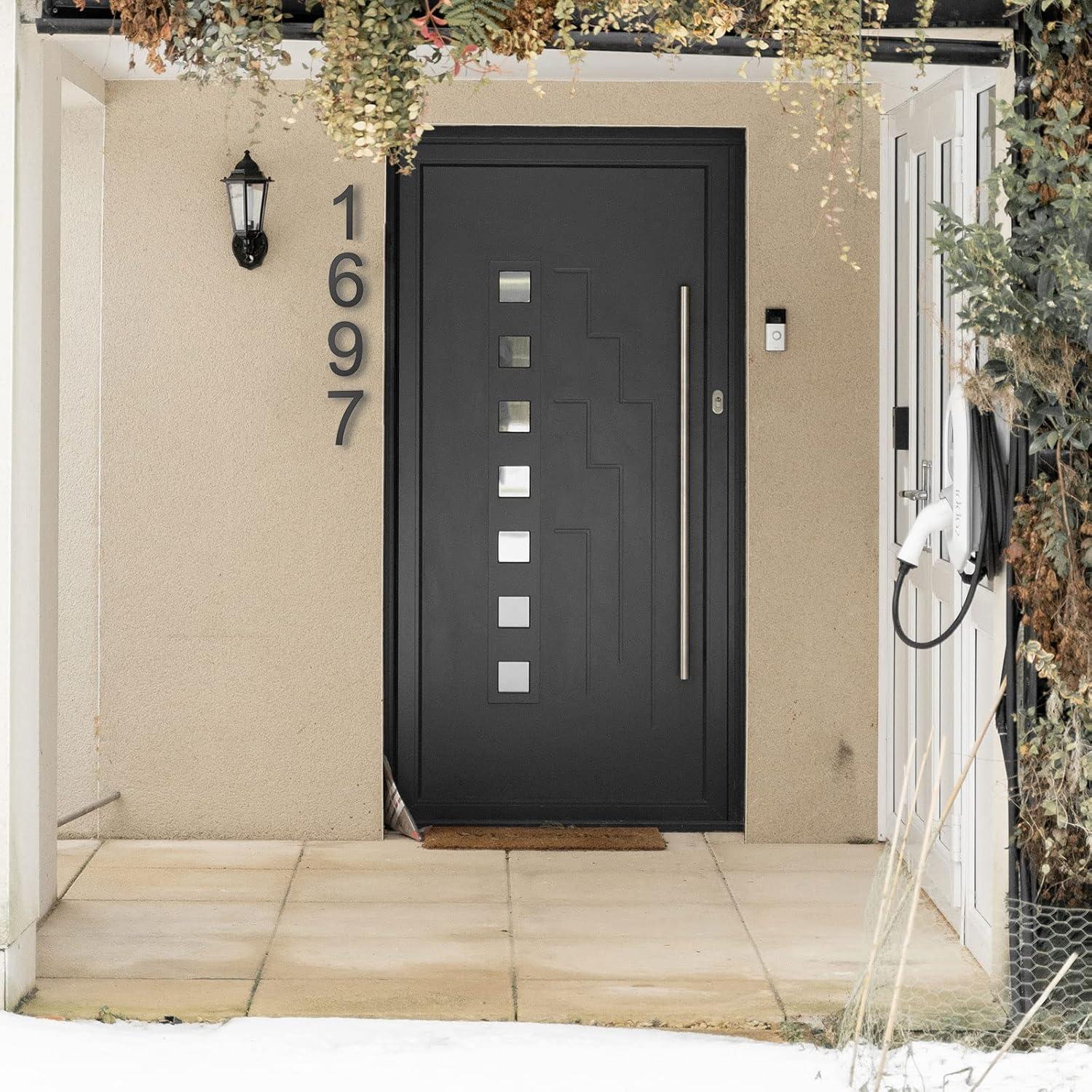 8inch Modern Floating House Numbers Large Black Shadow Home Address Garage Gate