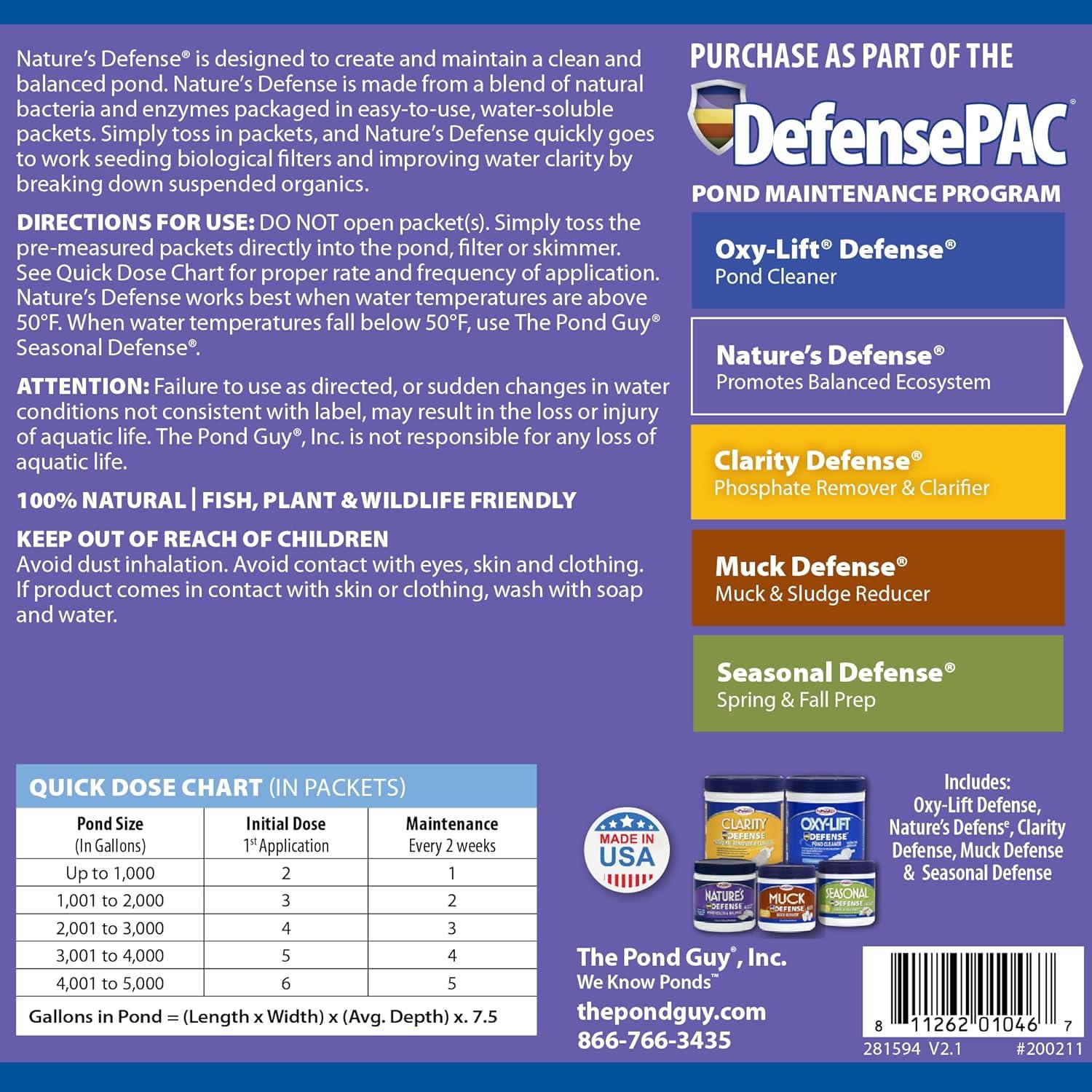 The Pond Guy Nature's Defense Water Garden Beneficial Bacteria Treatment, 6 Packets