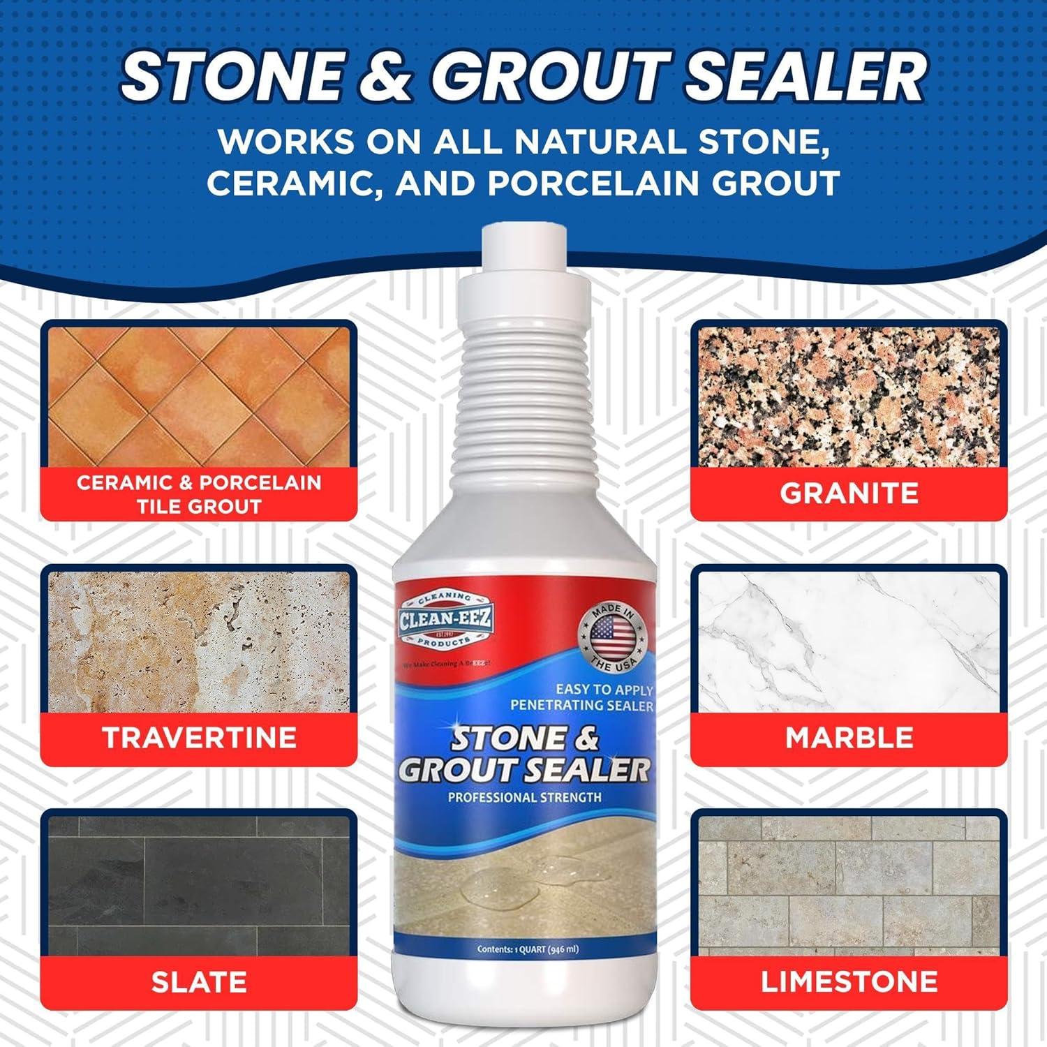 Grout & Granite Penetrating Sealer from Clean-eez: Works on all types of Grout, Marble, Travertine, Limestone, Slate.