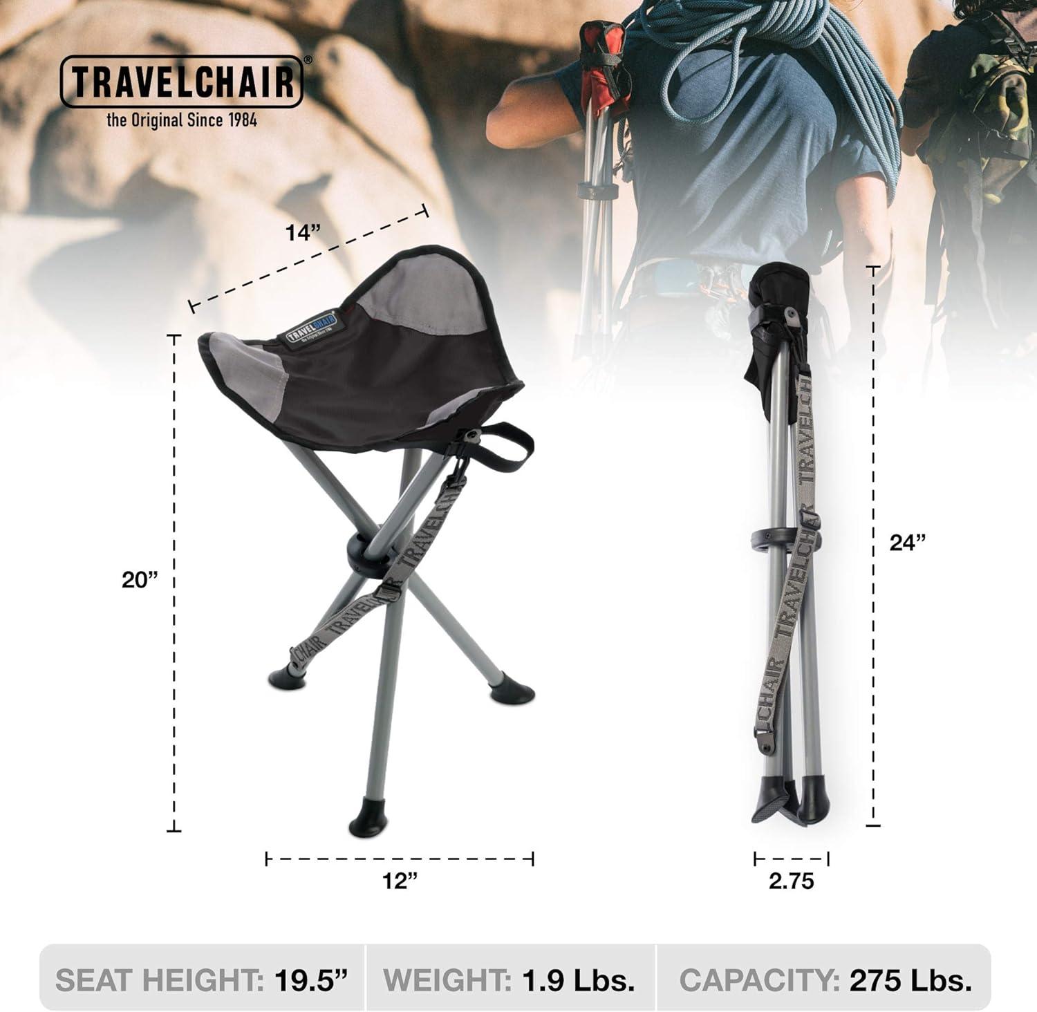 Compact Black Polyester and Metal Camping Chair with Carry Strap