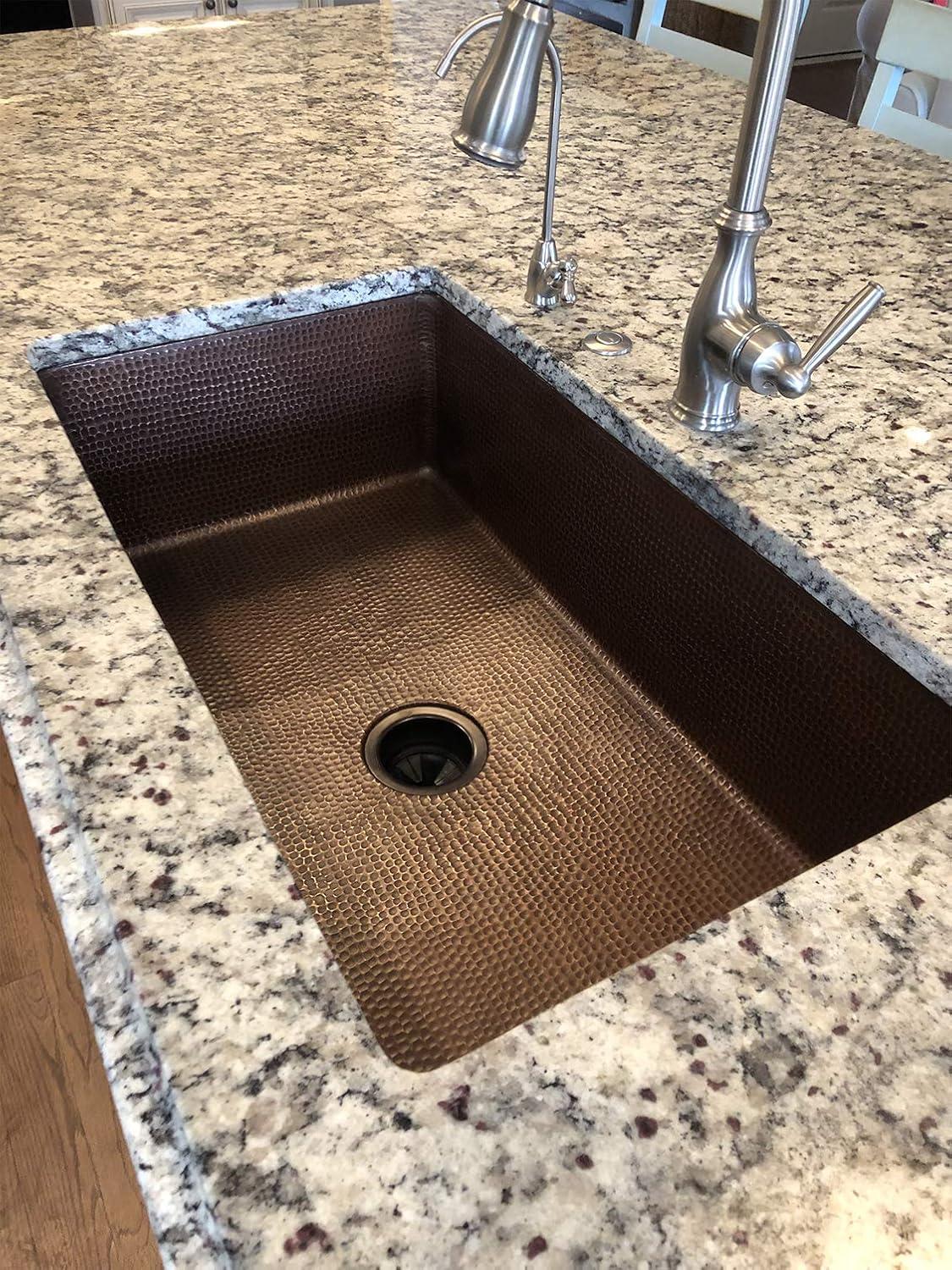 33" Hammered Copper Single Basin Kitchen Sink