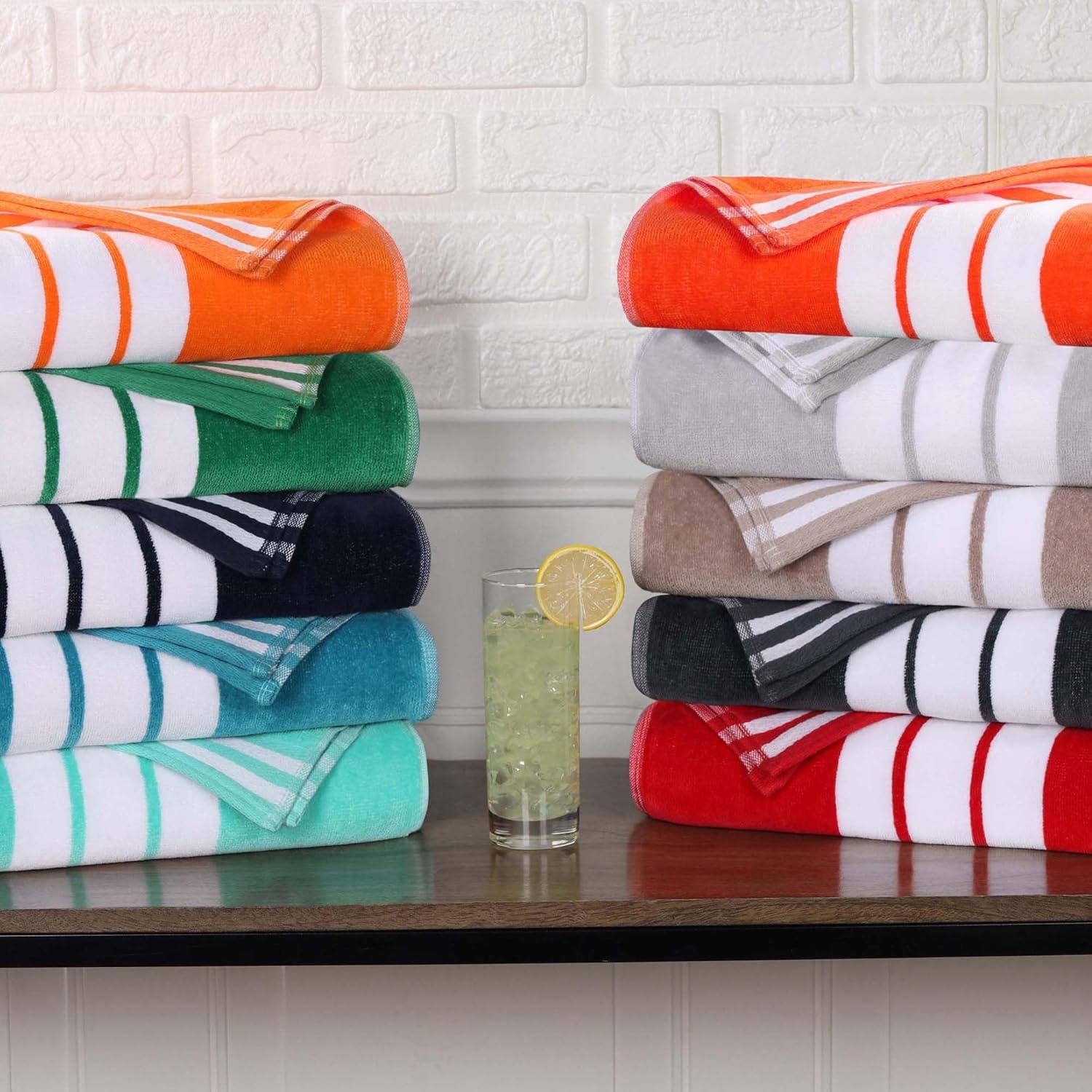 Superior Cotton Striped Oversized Beach Towel, 34" x 64", Orange