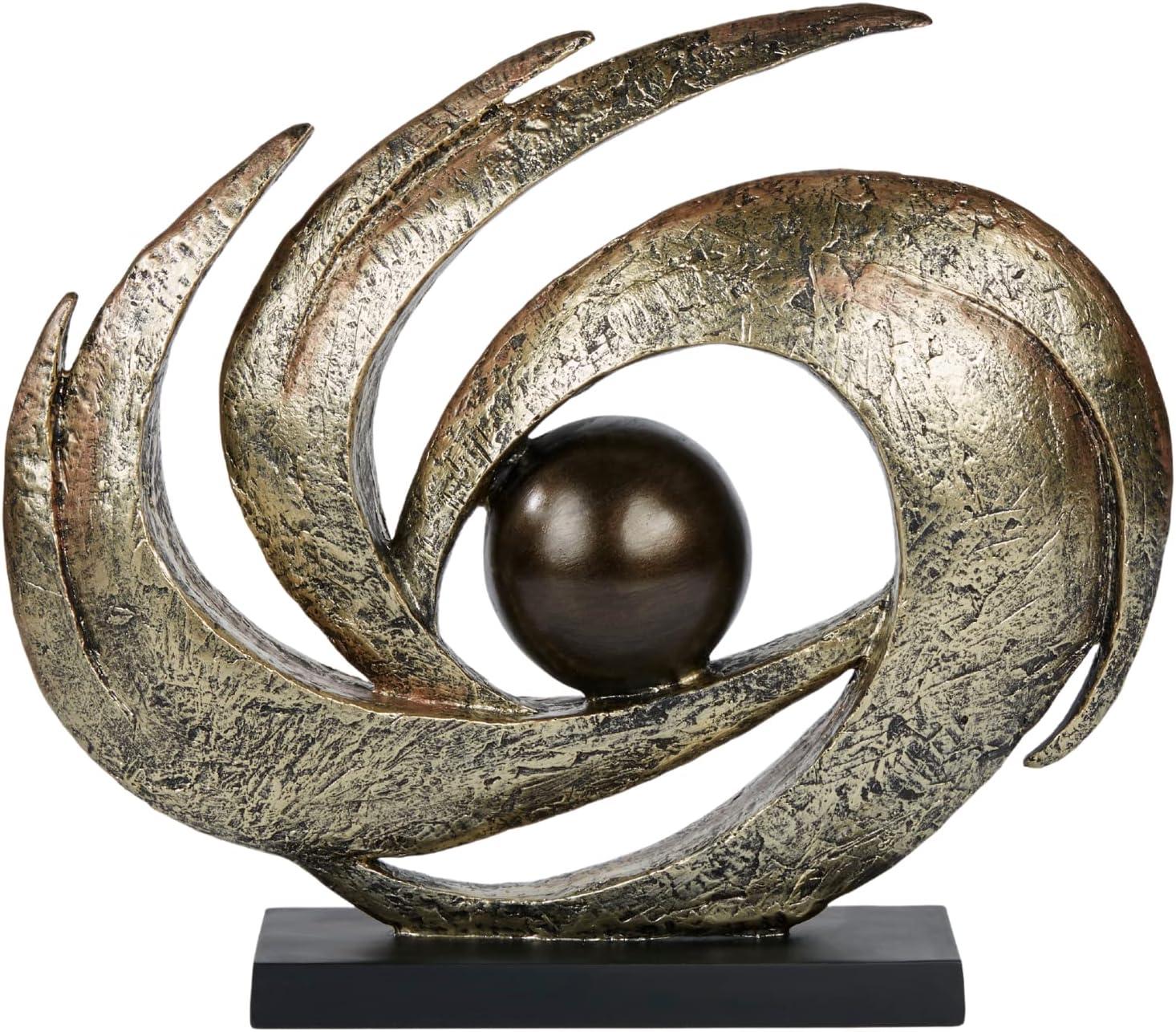 Aged Gold and Brown Resin Abstract Swirl Table Sculpture