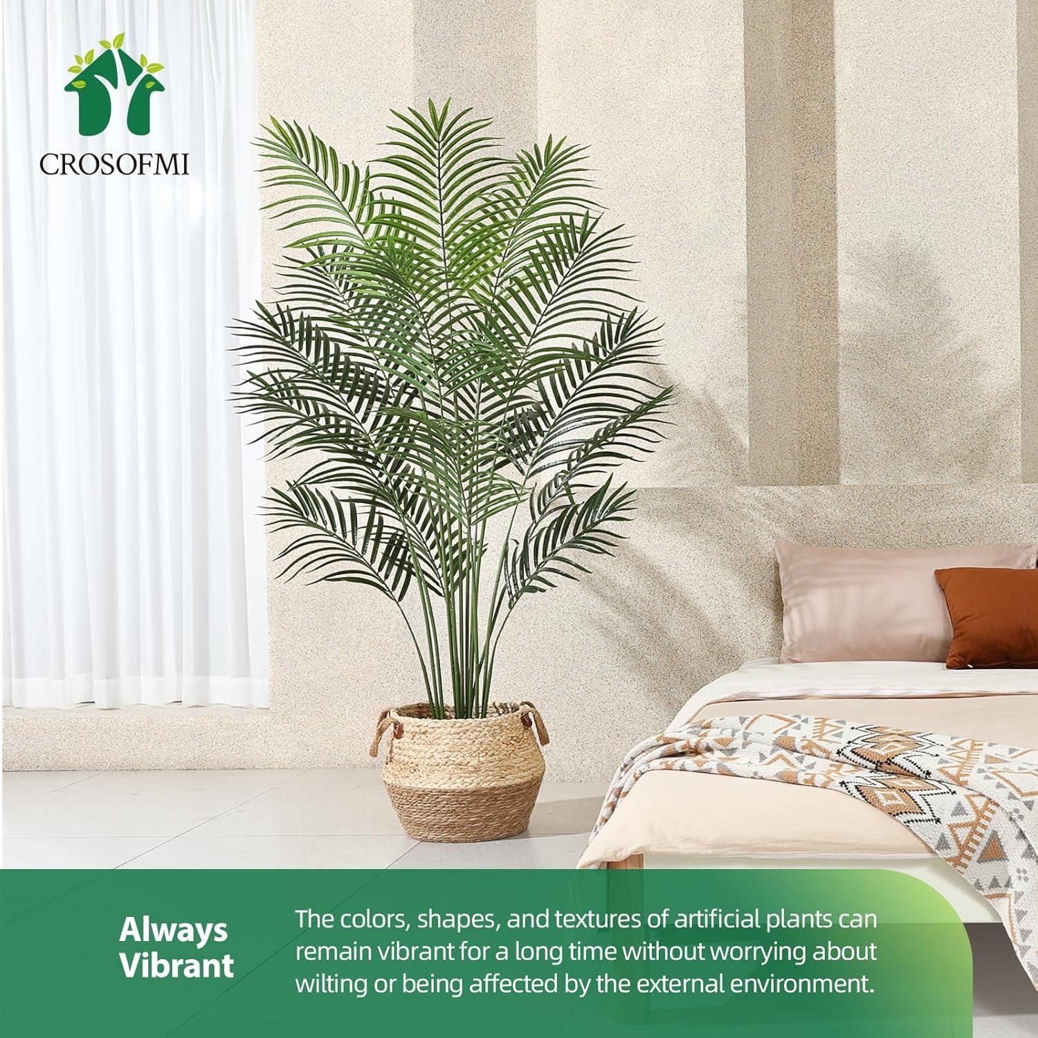 Artificial Areca Palm Plant 5Ft Fake Tropical Palm Tree, Perfect Faux Dypsis Lutescens Plants in Pot for Indoor Outdoor House Home Office Garden Modern Decoration Housewarming Gift,1Pcs