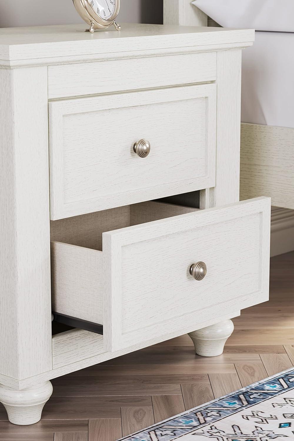 Grantoni Cottage-Style White 2-Drawer Nightstand