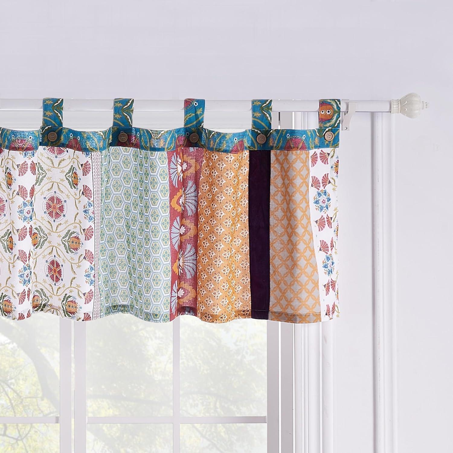 Greenland Home Fashions  Thalia Tab-Top Style, Velvet-Embellished Window Valance, 84 W x 21 L Tango