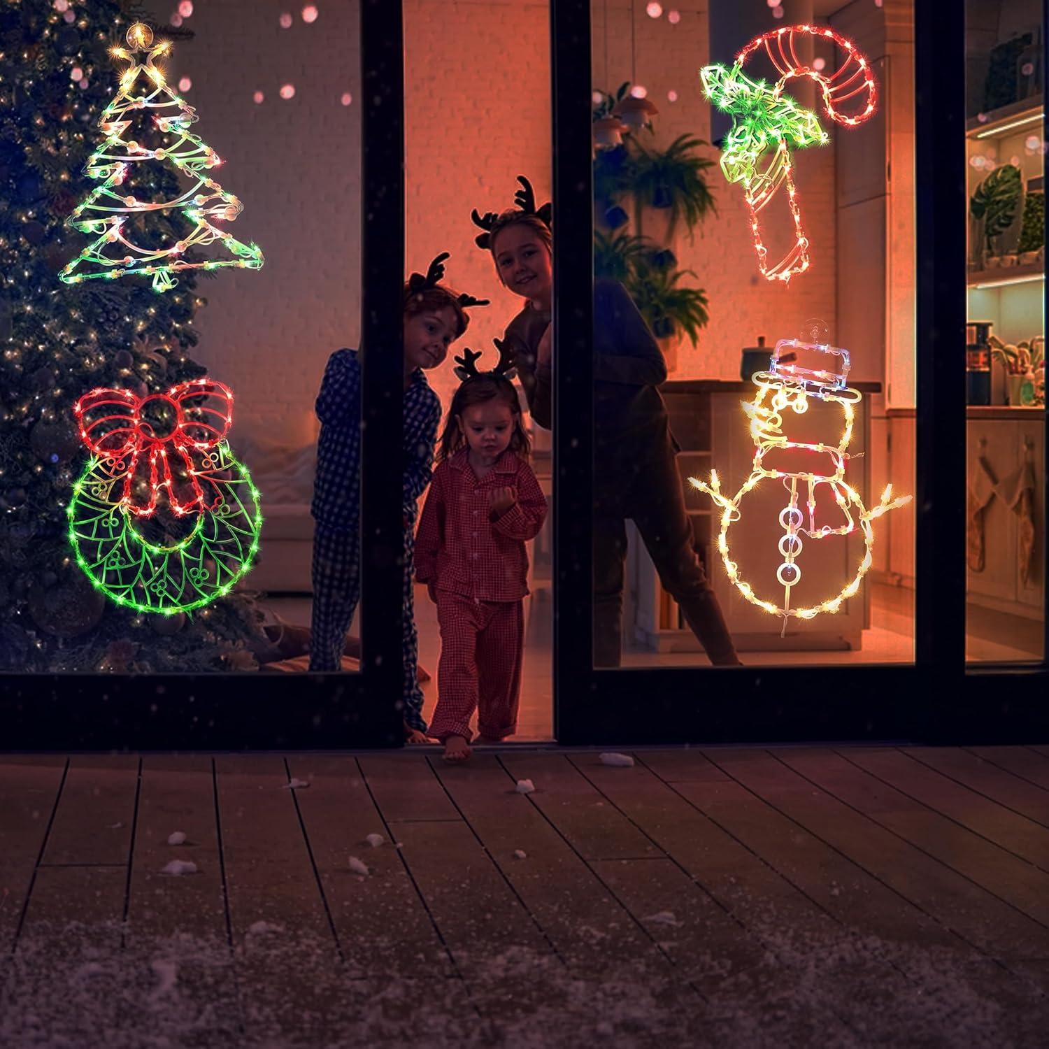 Multi-Color LED Christmas Window Silhouette Lights Set