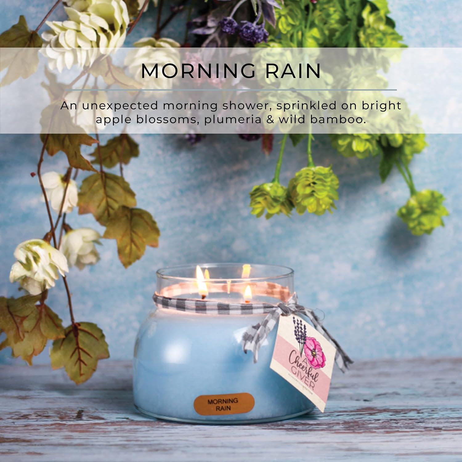 Morning Rain Light Blue Scented Jar Candle with Lid