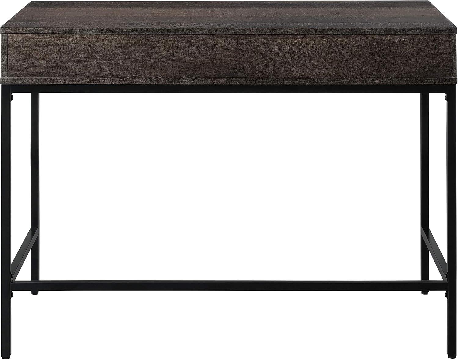 Contempo 40-Inch Desk with Drawer and Shelf in Brown Wood Grain Finish