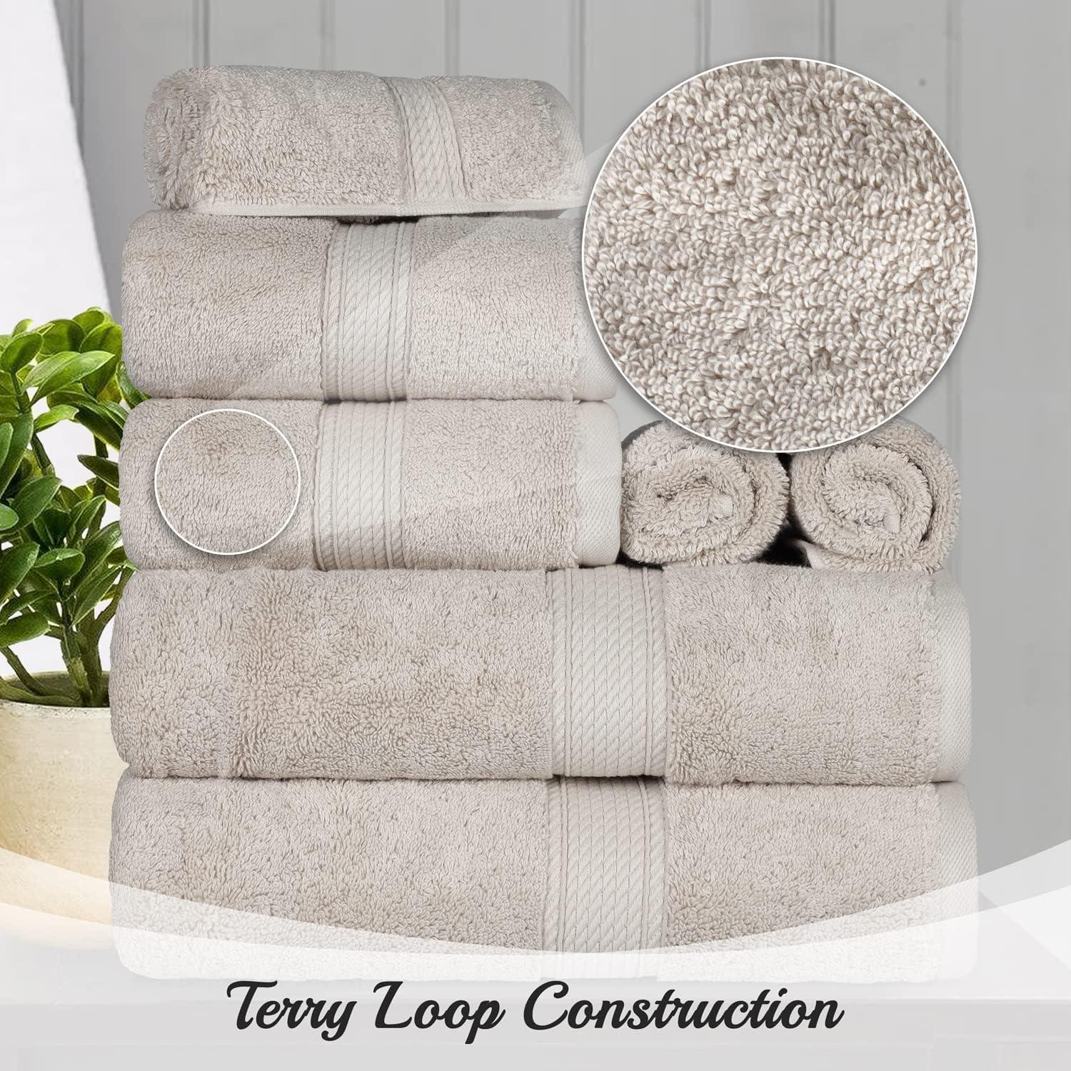 Ultra Soft Stone Egyptian Cotton 8-Piece Towel Set