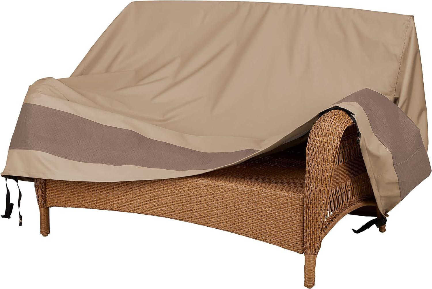 Elegant Tan Polyester Patio Loveseat Cover with Snaps