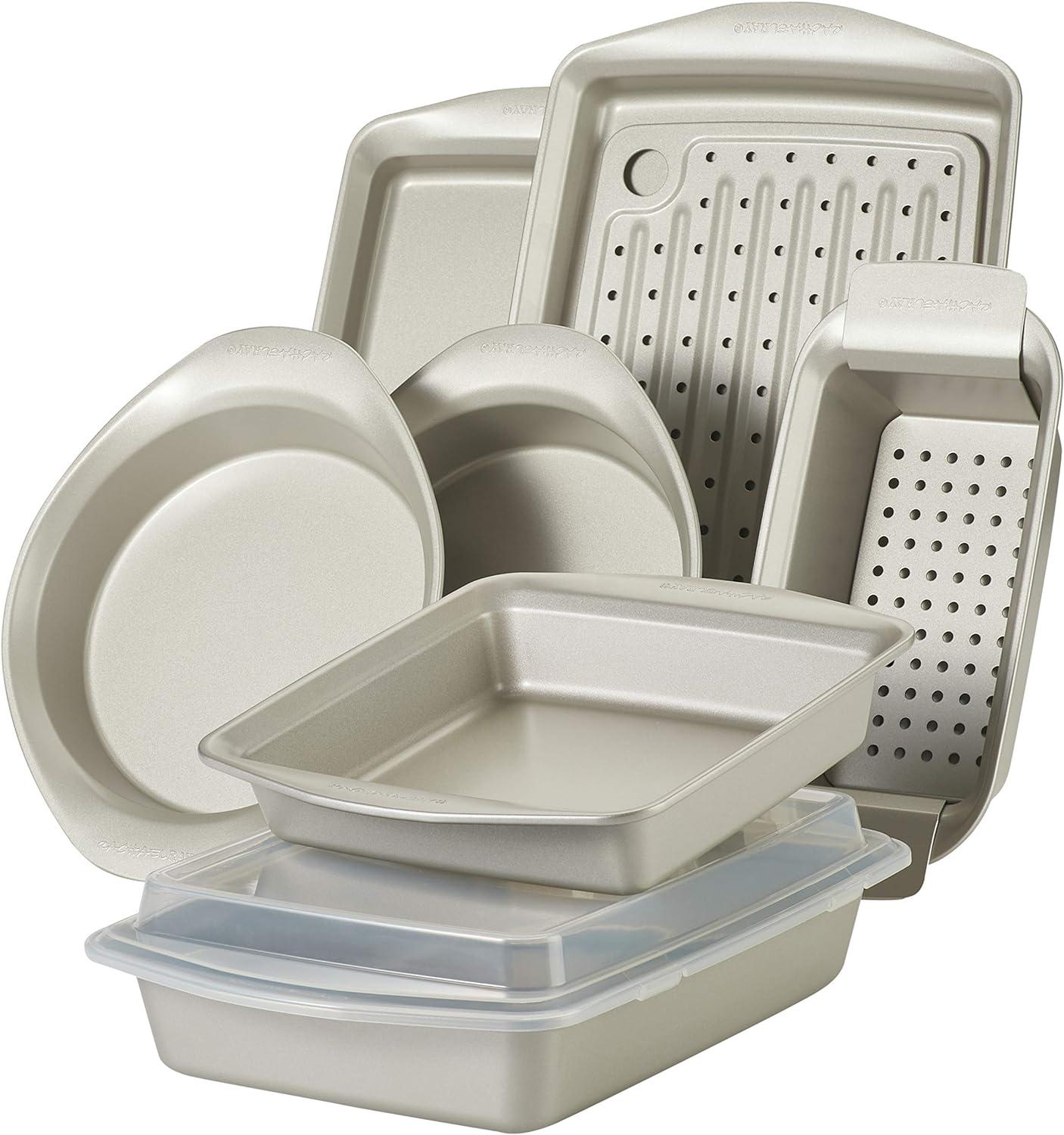 Rachael Ray 10pc Bakeware Set: Nonstick Steel Baking Pans & Sheets, Even-Heating, Dishwasher-Safe, Oven-Safe to 450°F