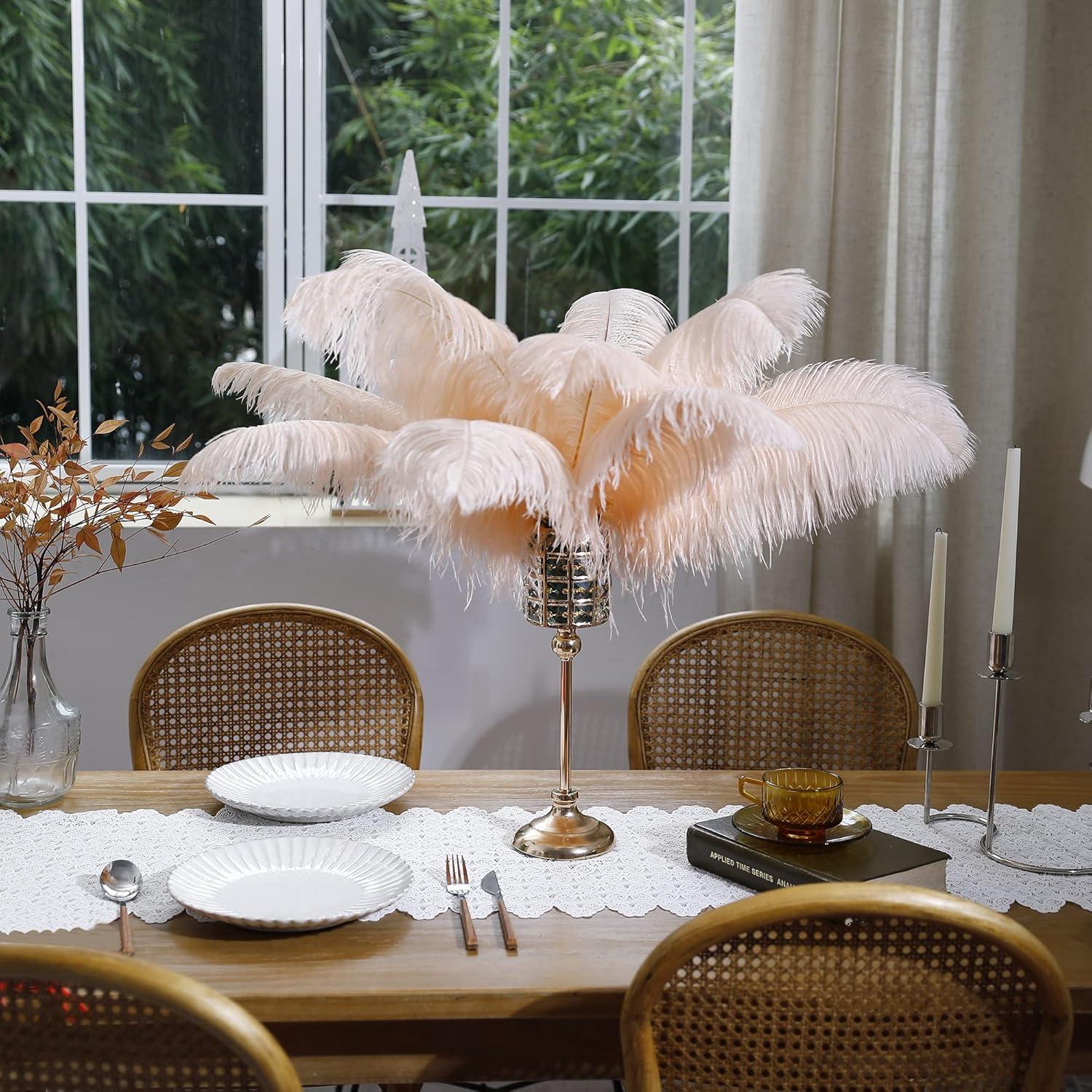 Larryhot Yellow Big Ostrich Feathers - 10pcs 16-18 inch for Vase,Wedding Centerpieces and Carnival Party(Yellow)