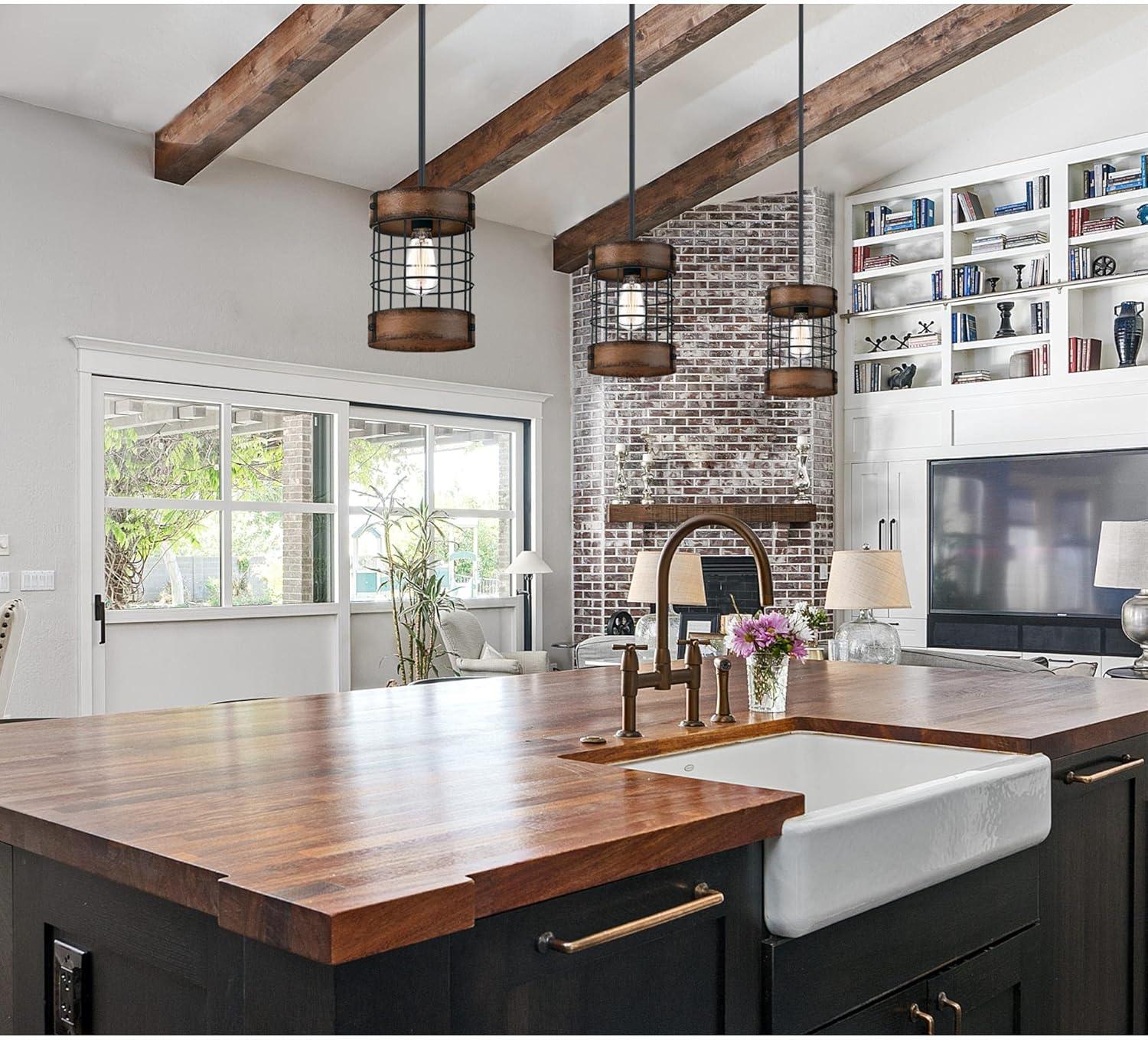 Westinghouse Lighting 6117900 Langston One-Light Indoor Pendant with Barnwood Accents, Matte Black