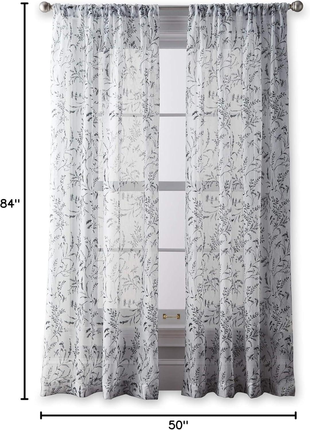 CHF Santa Barbara 84" Curtain Panel, Floral, Gray, Adult