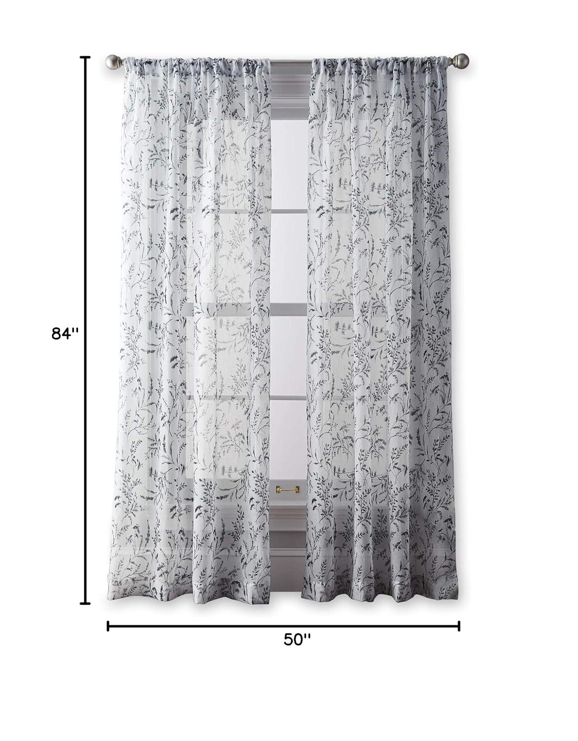 CHF Santa Barbara 84" Curtain Panel, Floral, Gray, Adult