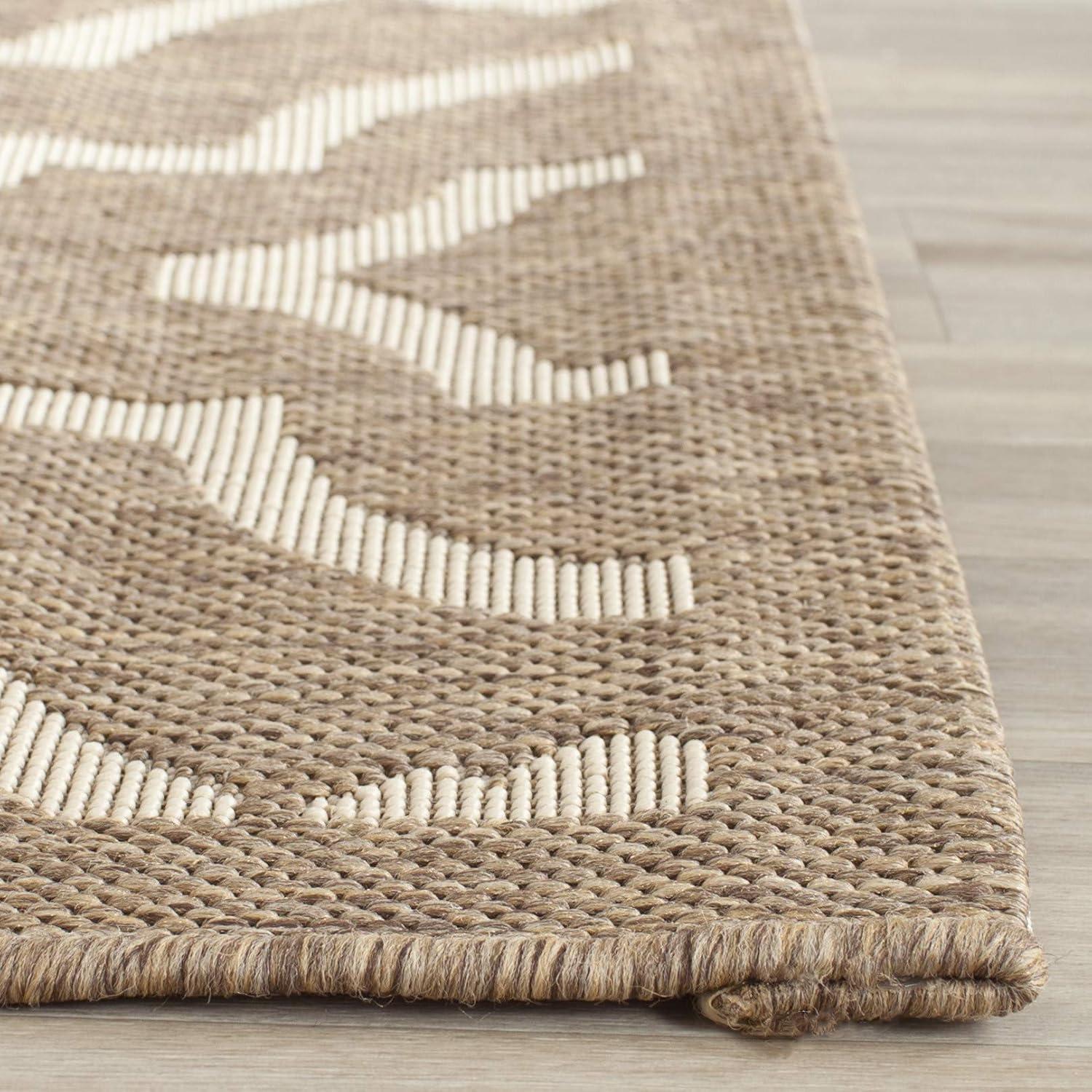 Anthracite and Beige Geometric 5' x 7' Outdoor Area Rug