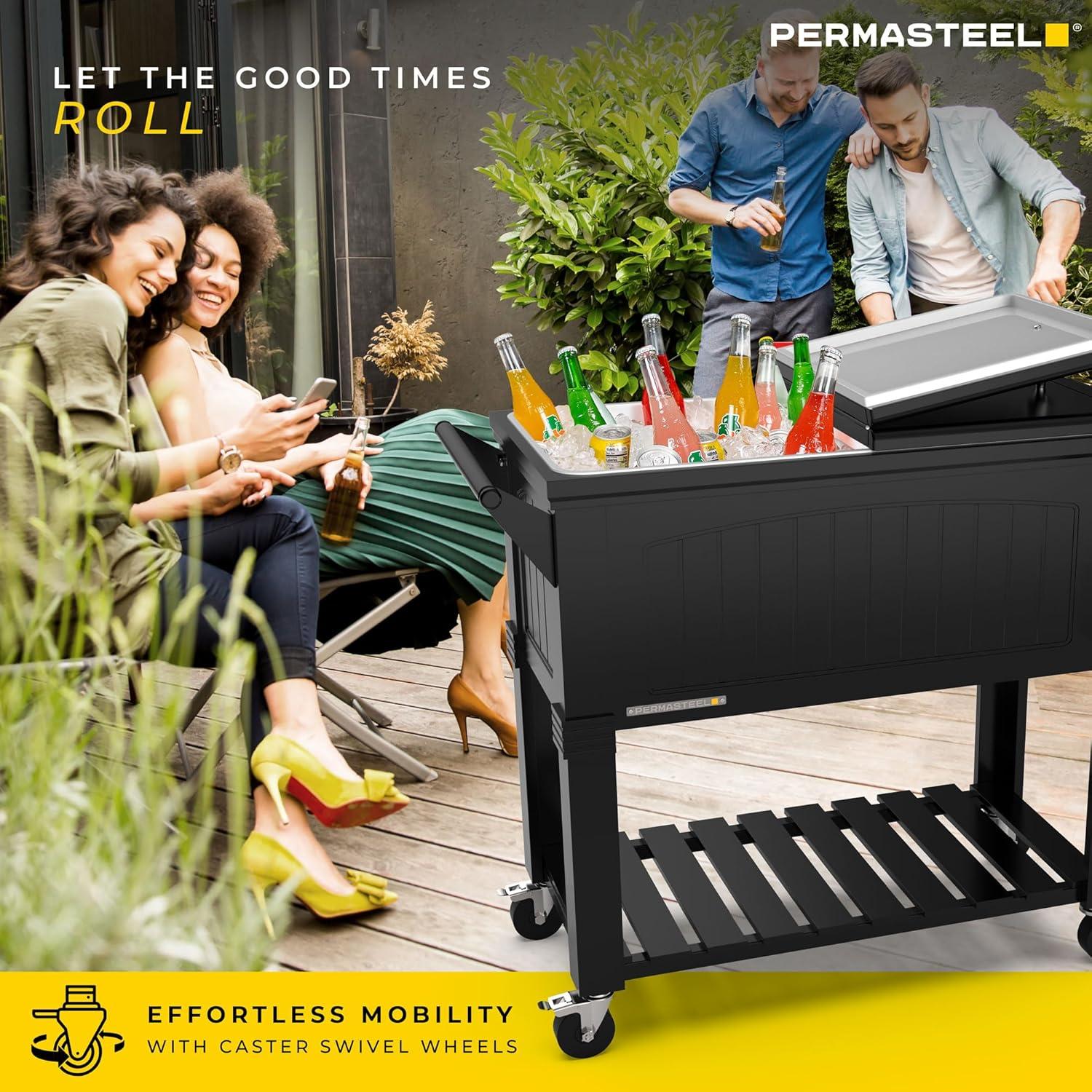 Permasteel Permasteel 80 Qt. Furniture Style Rolling Patio Cooler