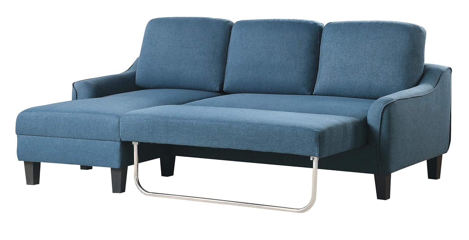 Lester Chaise Sleeper Sofa in Gray fabric with Black legs