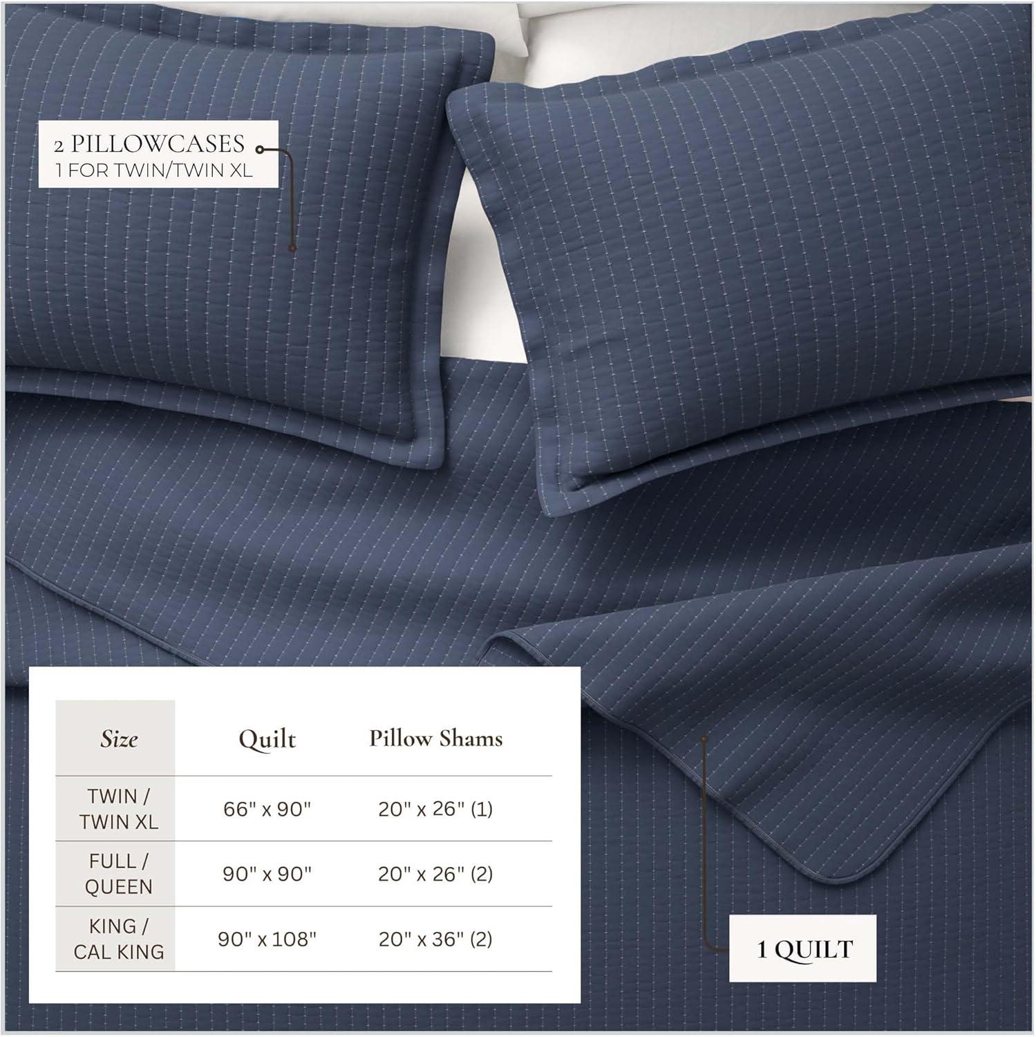 FreshFolds Modern & Contemporary Stripe Stitched Quilt Set with Shams