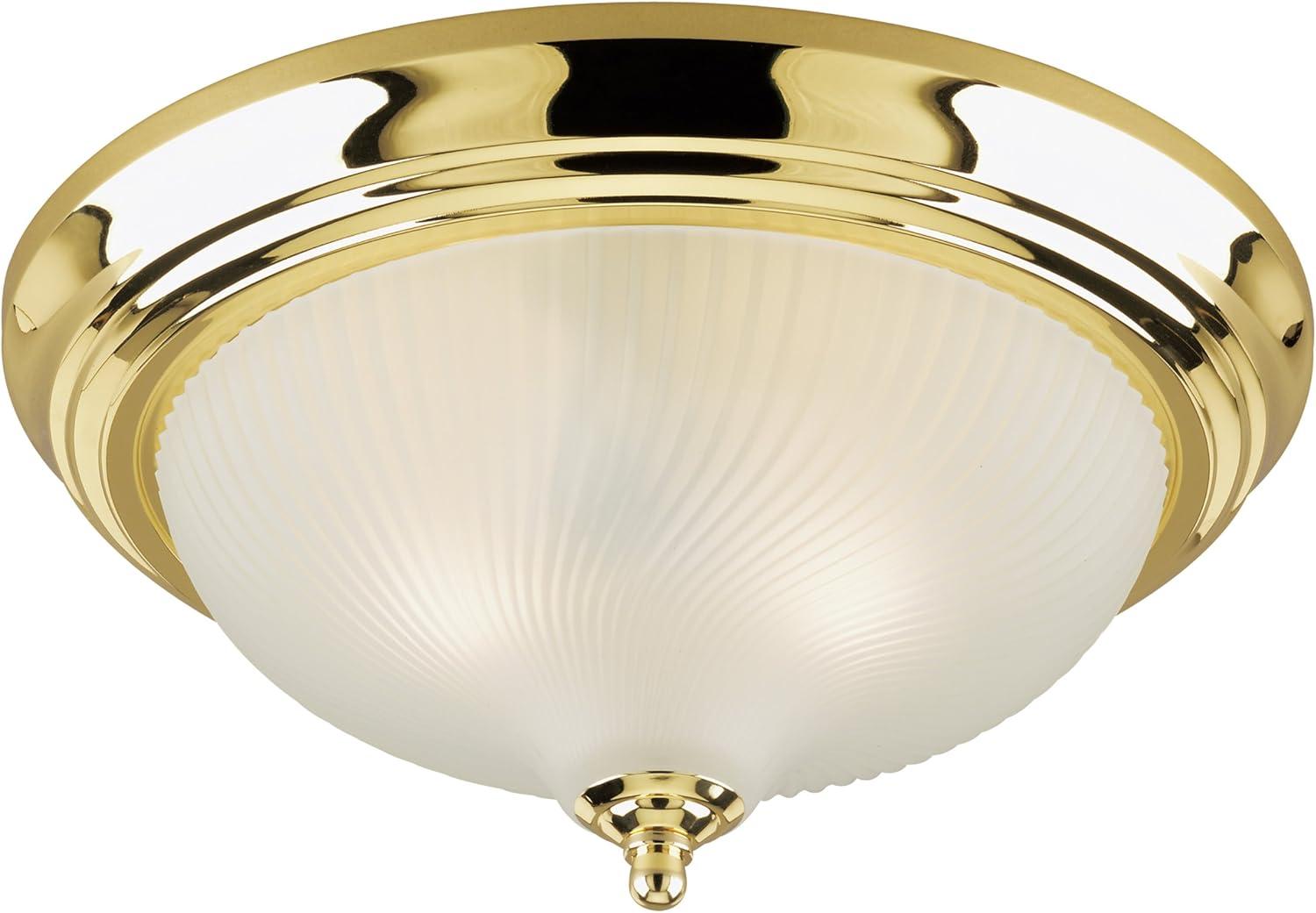 Westinghouse 6430200 Two-Light Flush-Mount Interior Ceiling Fixture, Polished Brass Finish with Frosted Swirl Glass