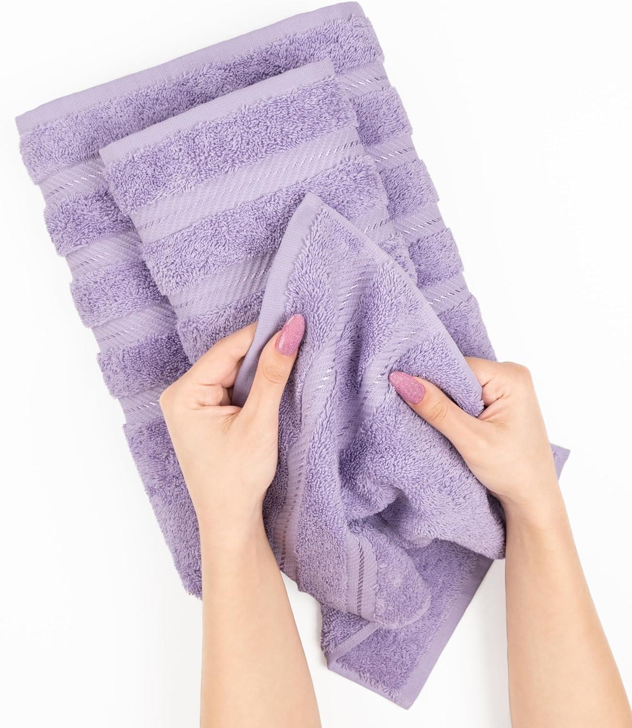 American Soft Linen 6 Piece Towel Set, 100% Cotton Bath Towels for Bathroom, Lilac