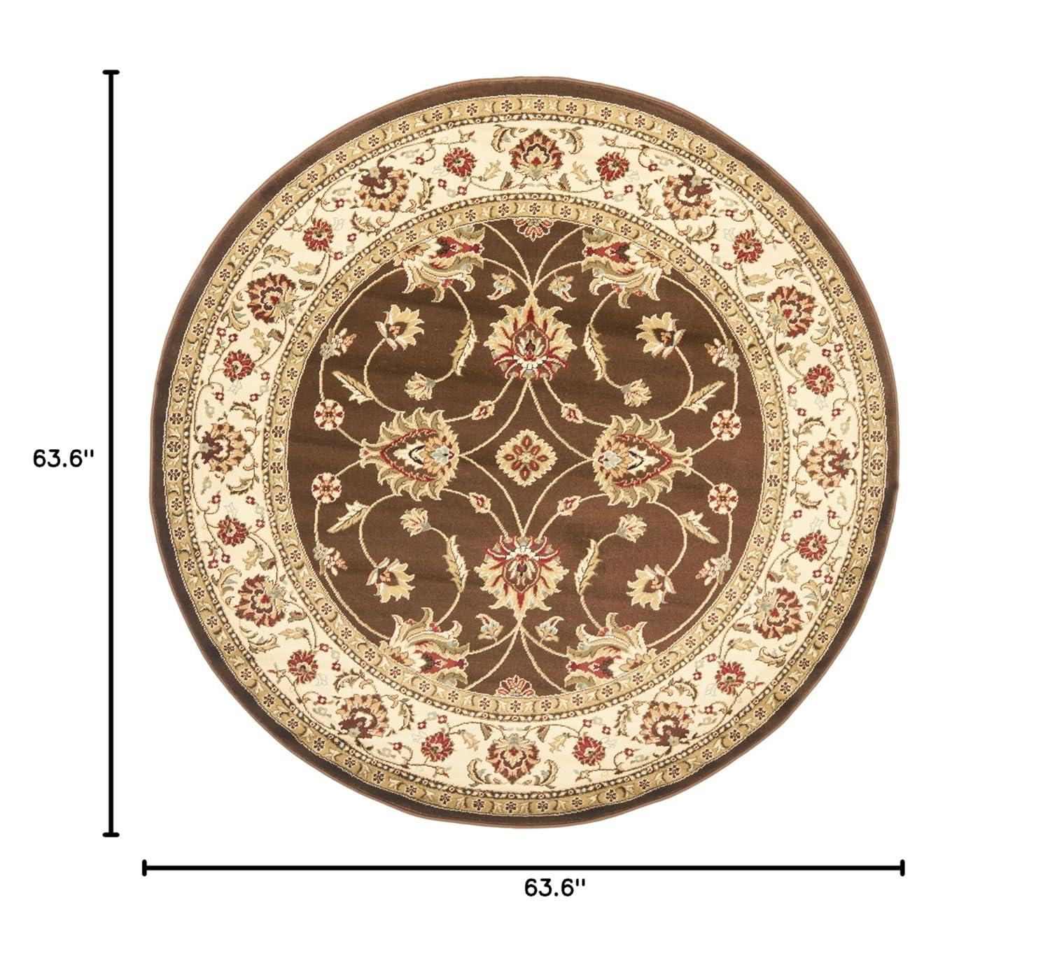 Lyndhurst LNH553 Power Loomed Area Rug - Brown/Ivory - 5'3" Round - Safavieh