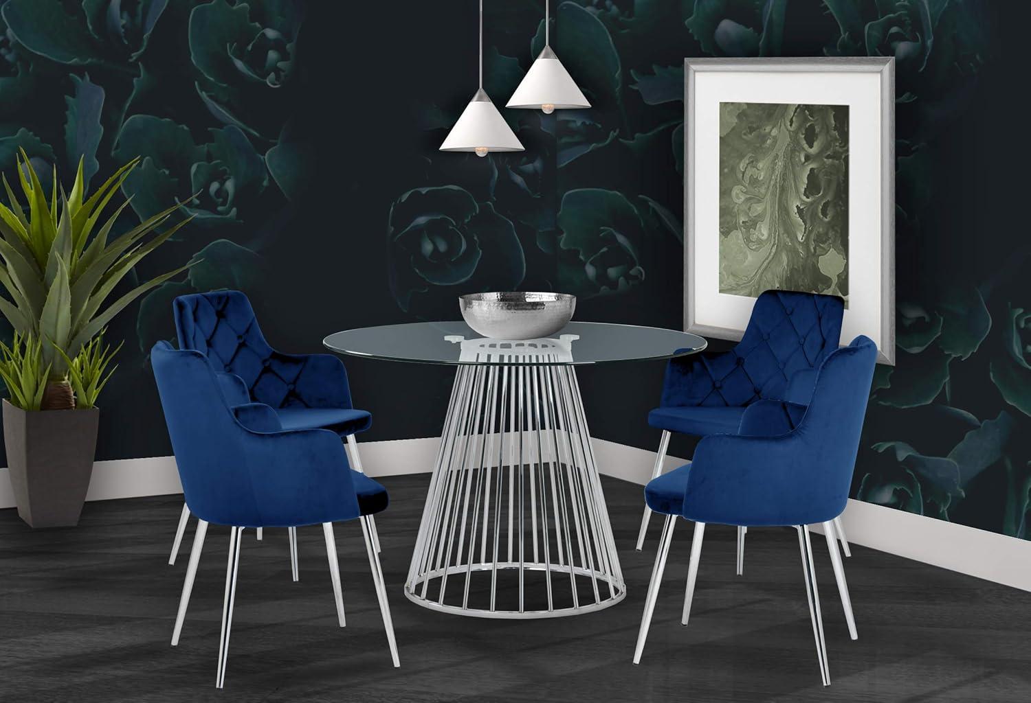 Gio Round Glass and Chrome Contemporary Dining Table