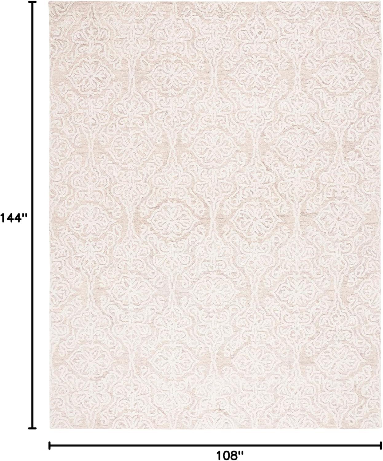 SAFAVIEH Blossom Asher Geometric Wool Area Rug, Beige/Ivory, 9' x 12'