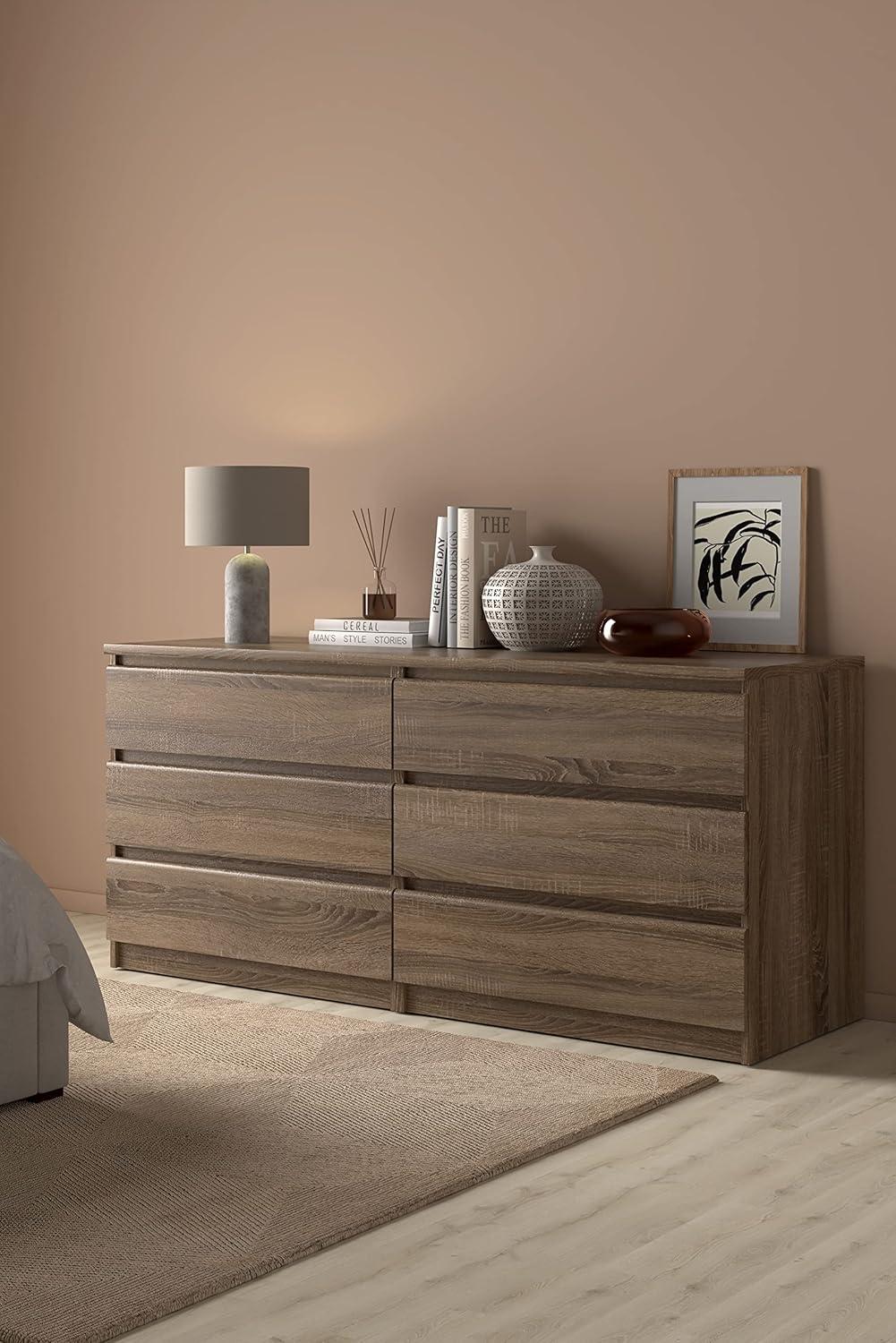 Wood Scottsdale 6 Drawer Double Dresser in Truffle Brown-Tvilum