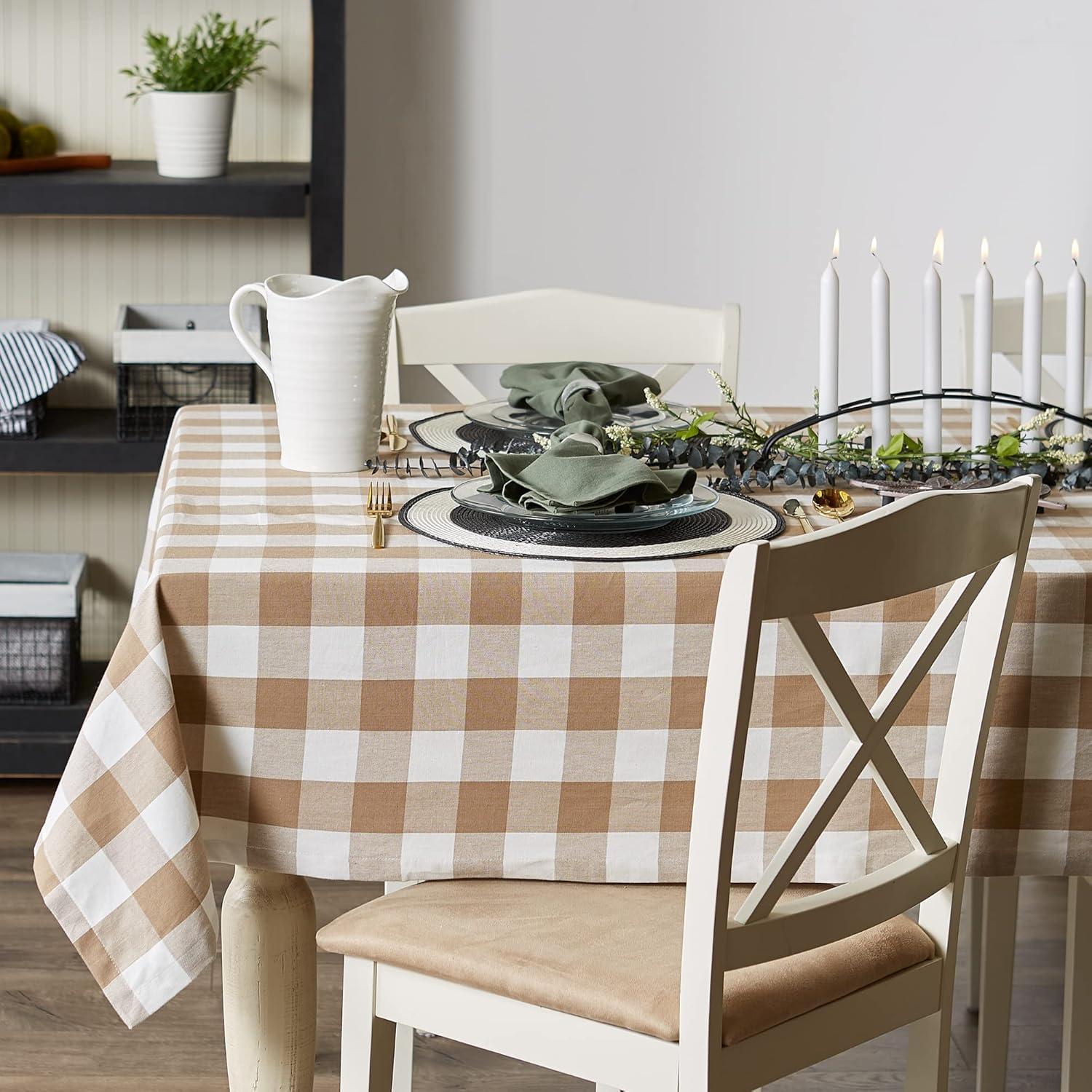 Design Imports CAMZ12420 60 x 120 in. Stone Buffalo Check Tablecloth