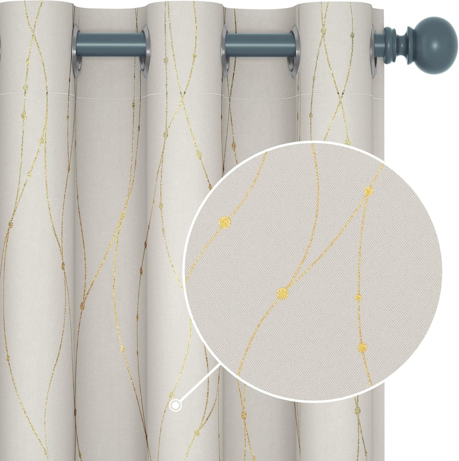 Deconovo Blackout Curtains - Thermal Insulated, Noise-Reducing Window Drapes for Bedroom, Living Room -2 Panels, Beige, 42W x 95L