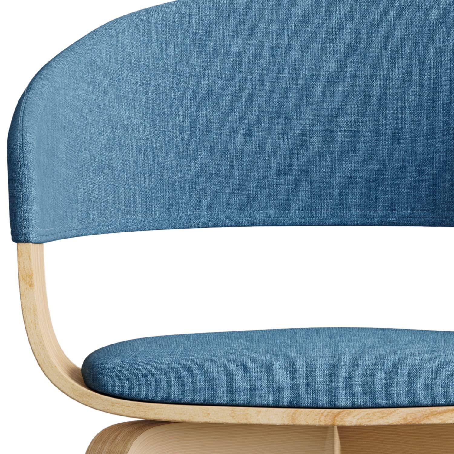 Lowell Bentwood Upholstered Dining Chair with Curved Backrest in Mid-Century Modern Style