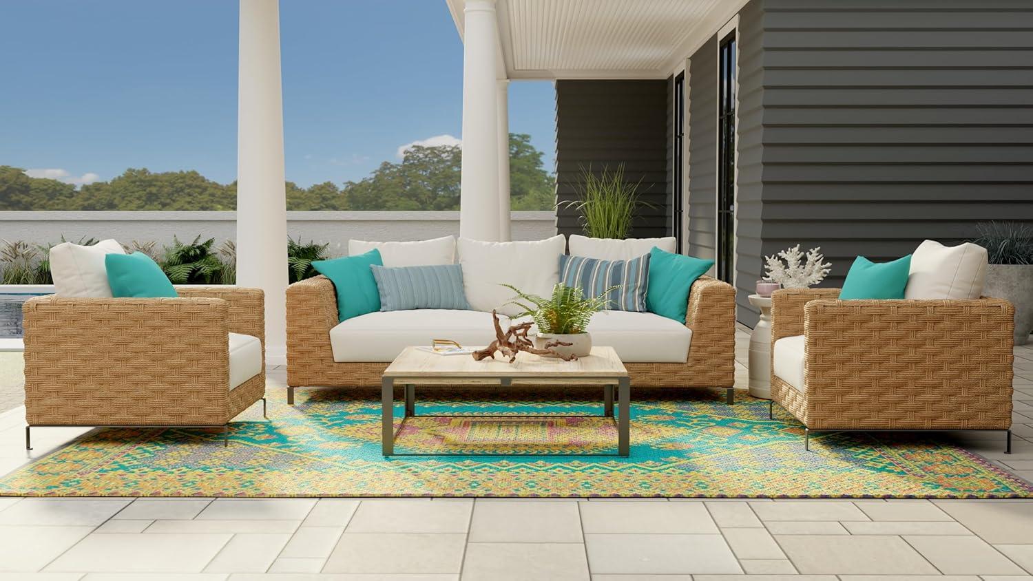 Mad Mats Oriental Turkish Polypropylene Rug Reversible Rust Outdoor, UV Resistant, 100% Recycled Material