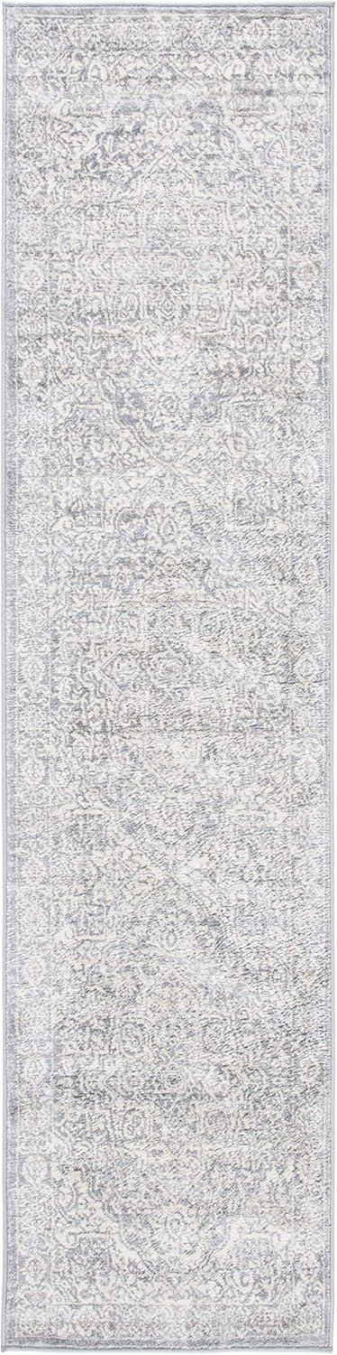 SAFAVIEH Brentwood Adams Oriental Runner Rug, Light Grey/Ivory, 2' x 8'
