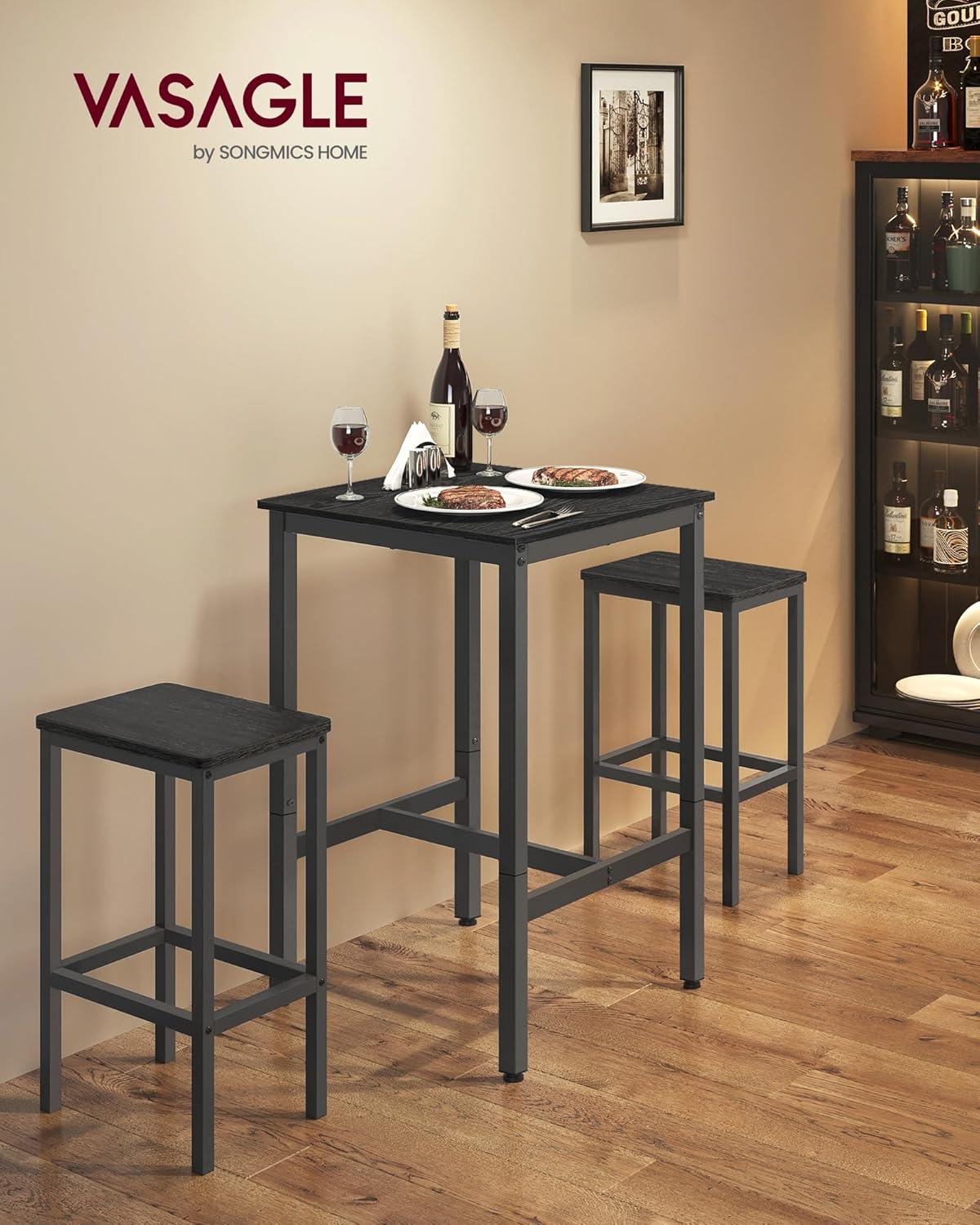 Ebony Black High Top Pub Table with Metal Frame