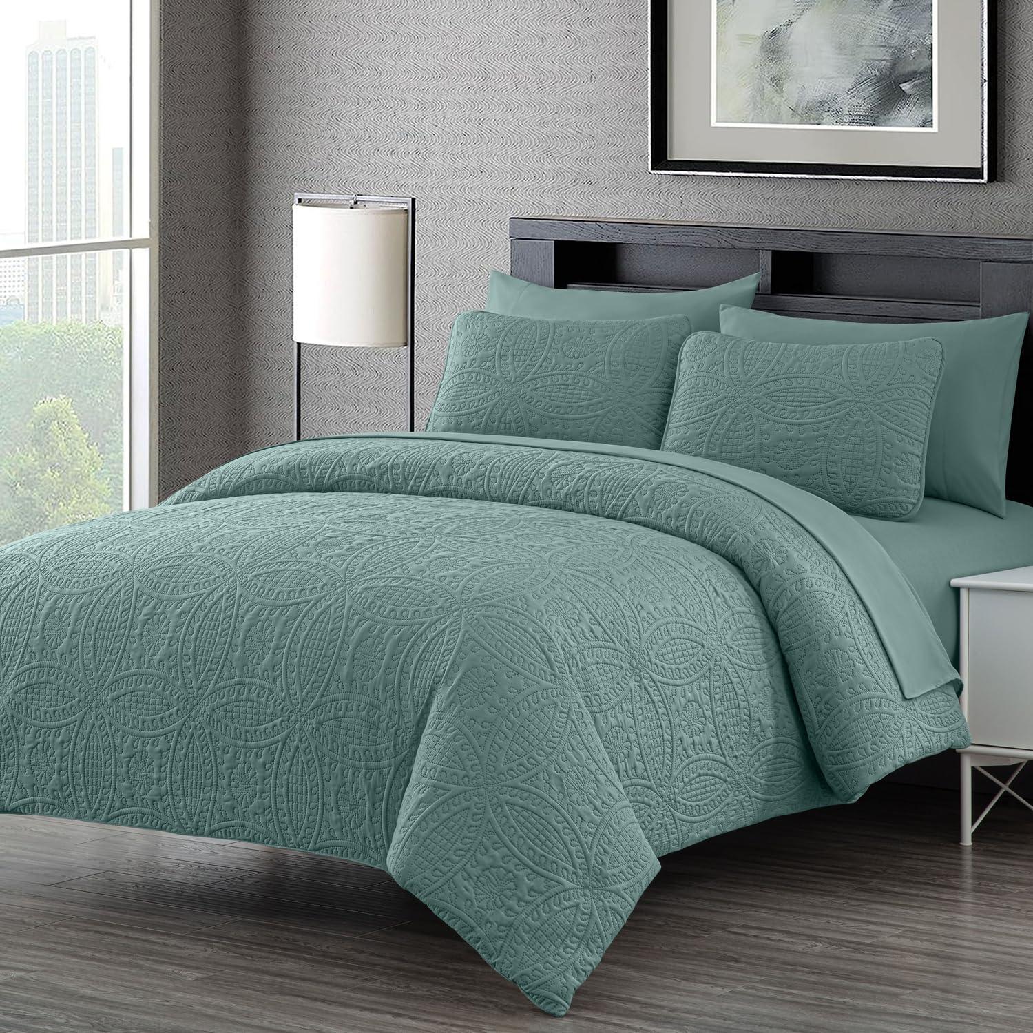 Chezmoi Collection Liam Microfiber 7 Piece Bed in a Bag Comforter Set