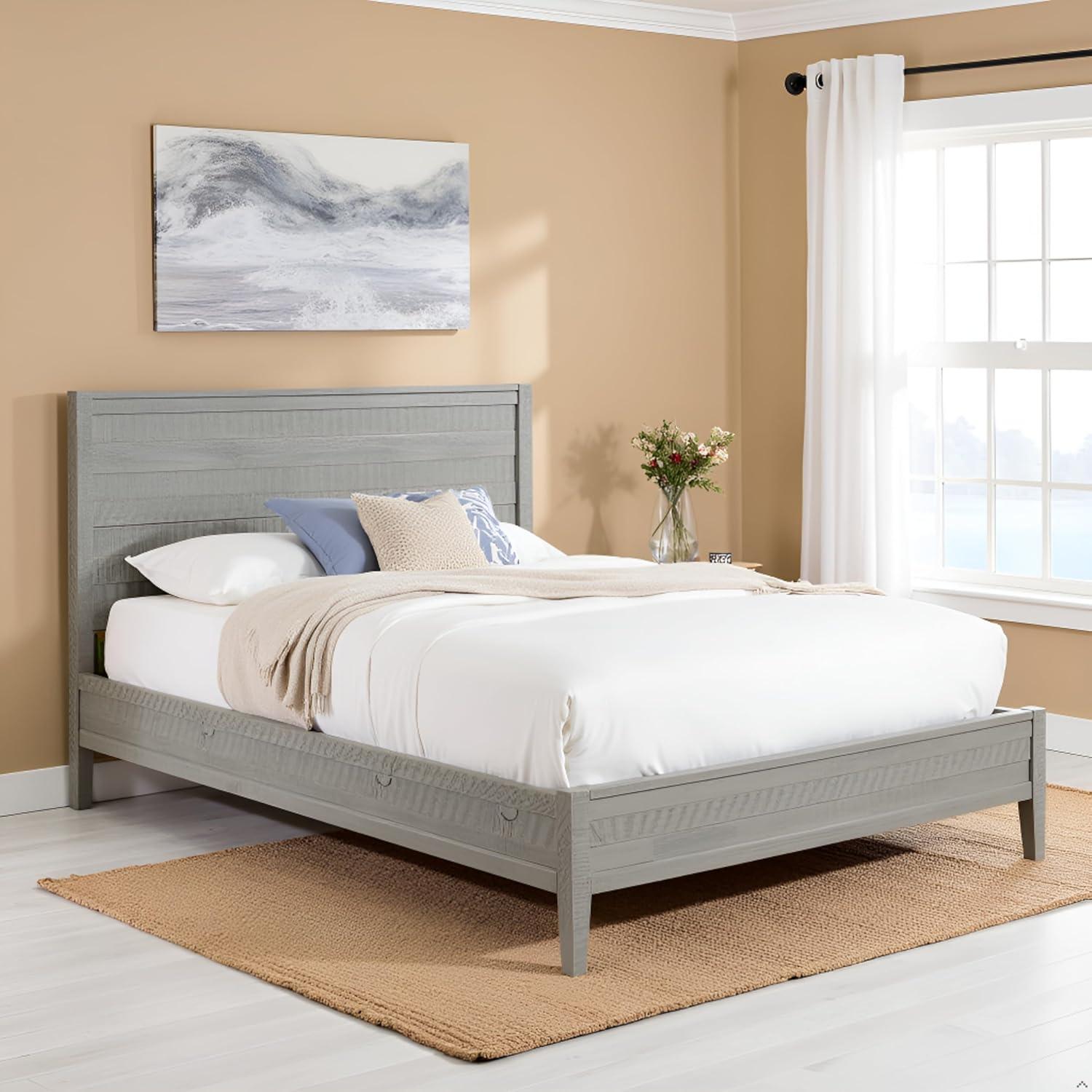 Arden Platform Queen Bed Frame, 6 Drawers, Ample Storage, Sleek Design, Durable Wood, Modern/Rustic/Traditional/Boho Style, 56 in. W x 18 in. D x 36 in. H, panel furniture