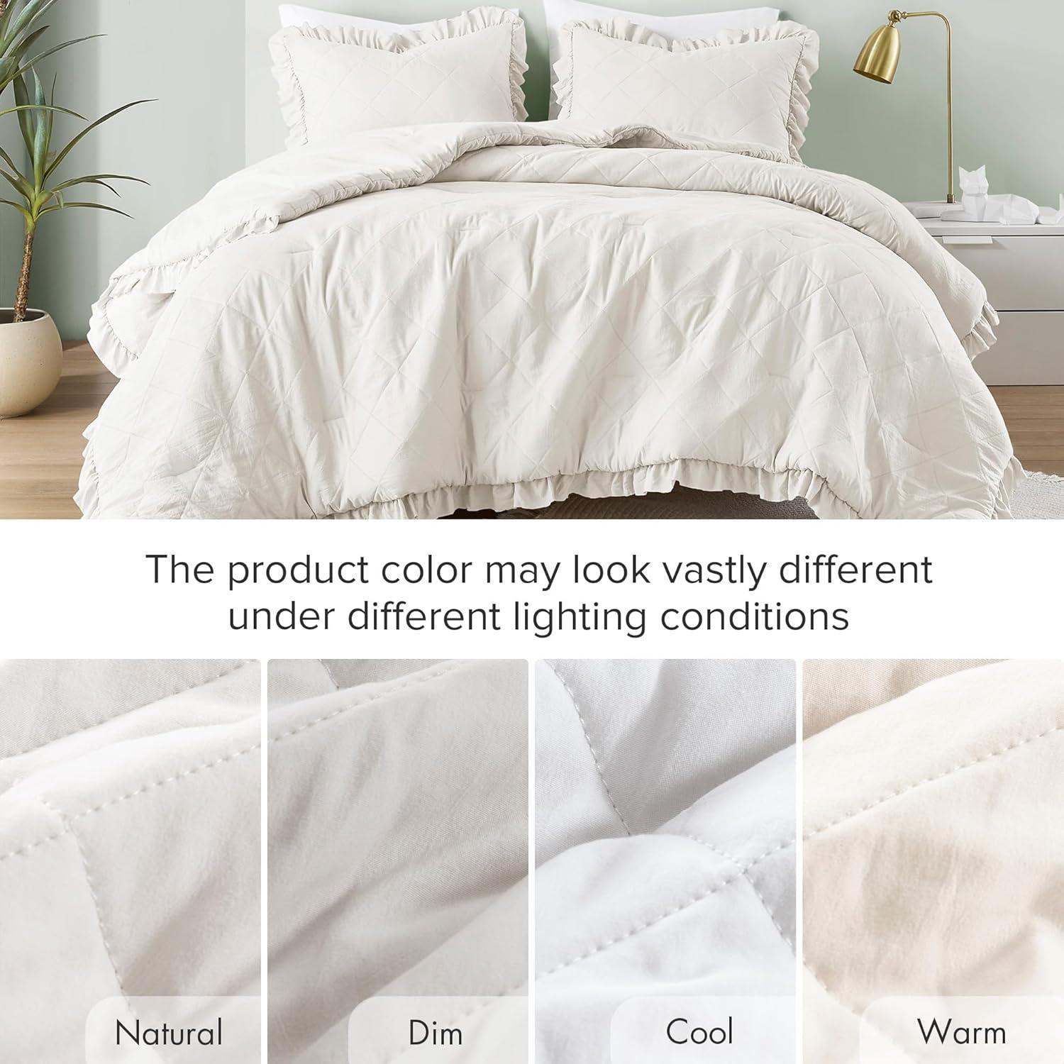 Ivory King Microfiber Shabby Chic Comforter Set