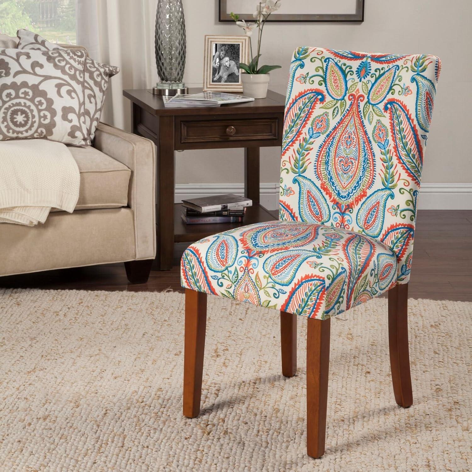 Classic Multicolor Linen and Wood Parsons Side Chair Set