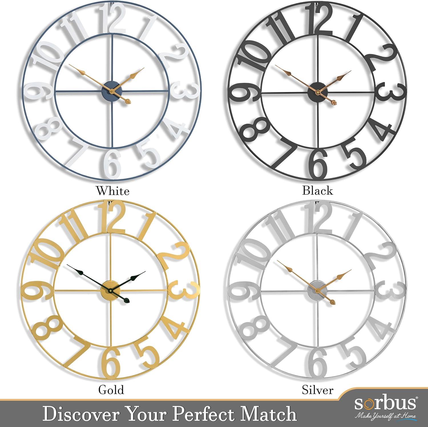 Oversized Black Metal Analog Wall Clock with Arabic Numerals