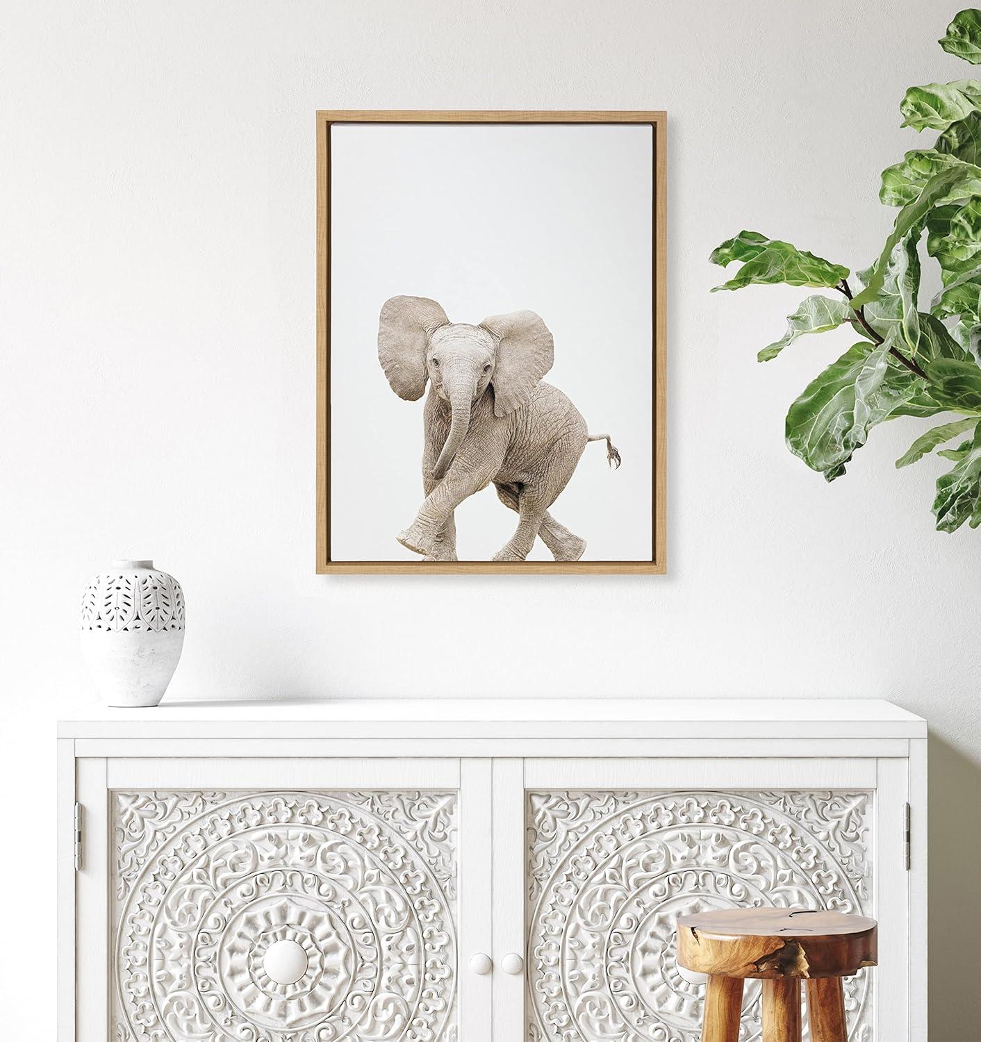 18" x 24" Sylvie Baby Elephant Walk Framed Canvas by Amy Peterson Art Studio - Kate & Laurel All Things Decor