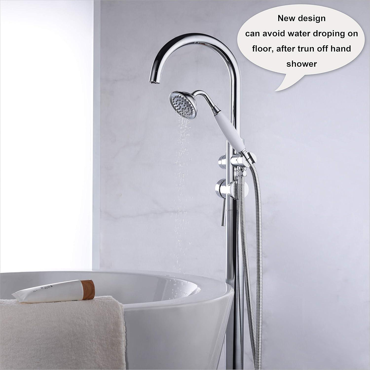 Chrome Freestanding Tub Faucet with Hand Shower